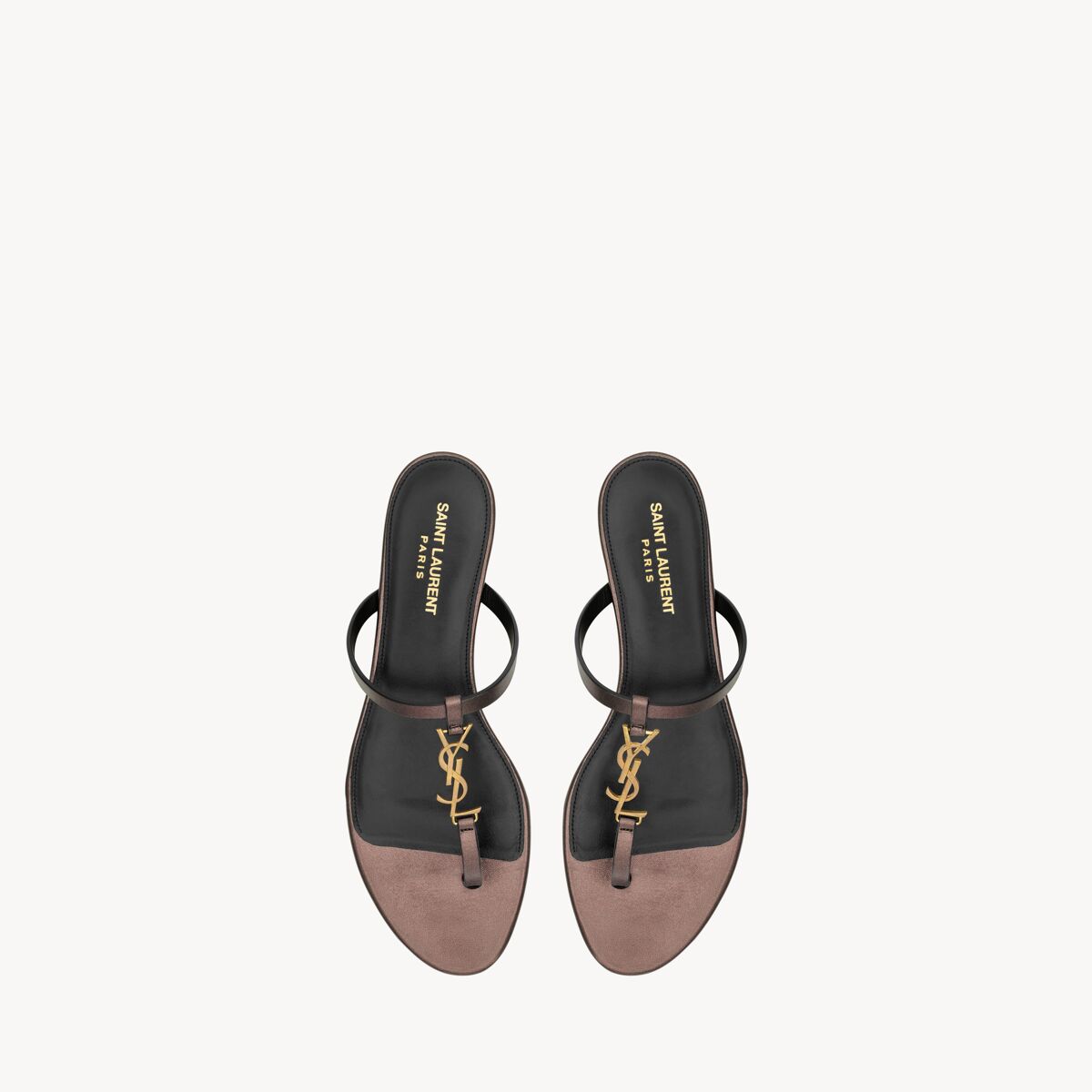 Saint Laurent Cassandra Slides Aus Laminiertem Metallic-Leder - Bernstein - Damen - 42