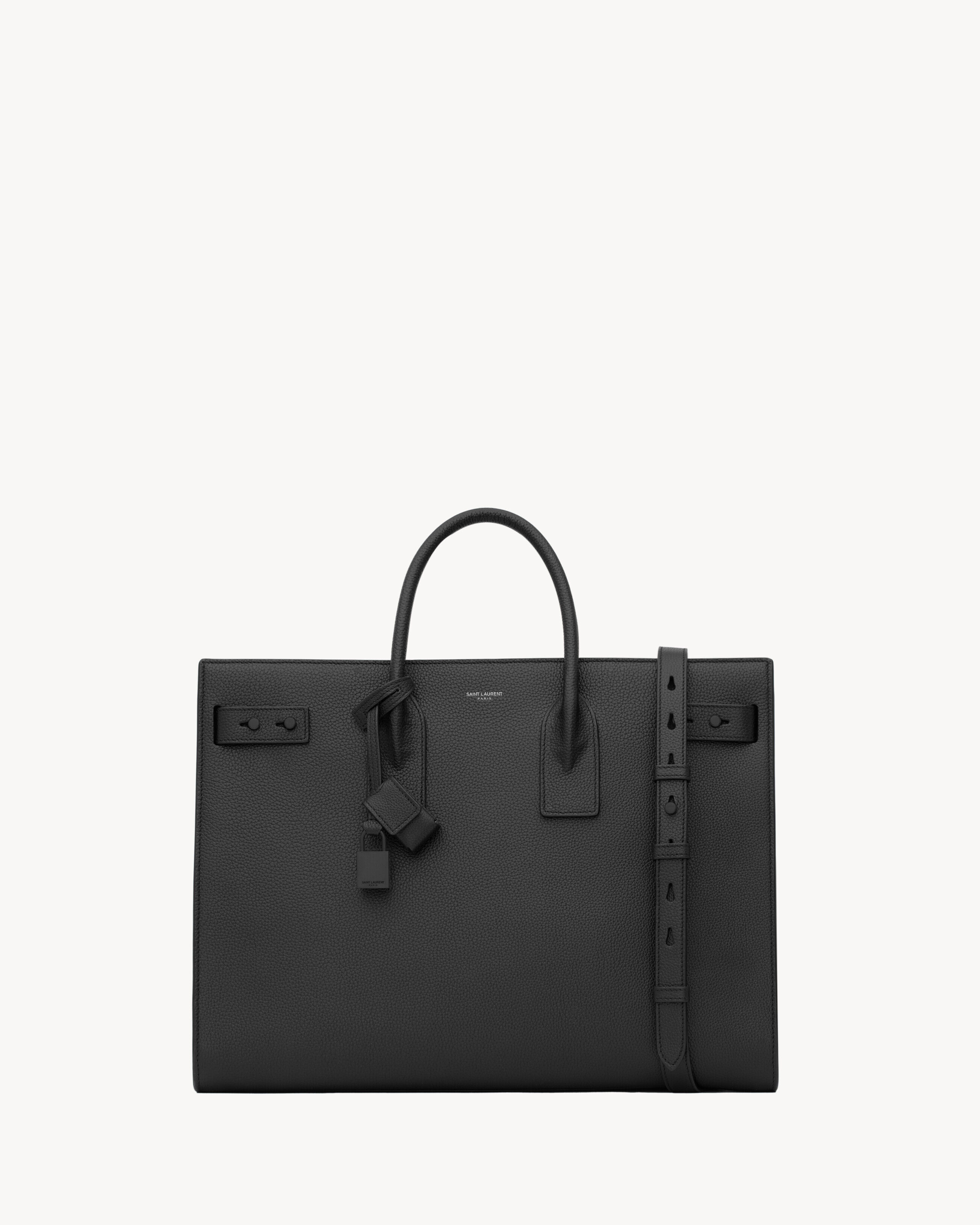 Saint Laurent Schmaler/Großer Tagesrucksack Aus Genarbtem Leder - Schwarz - Herren