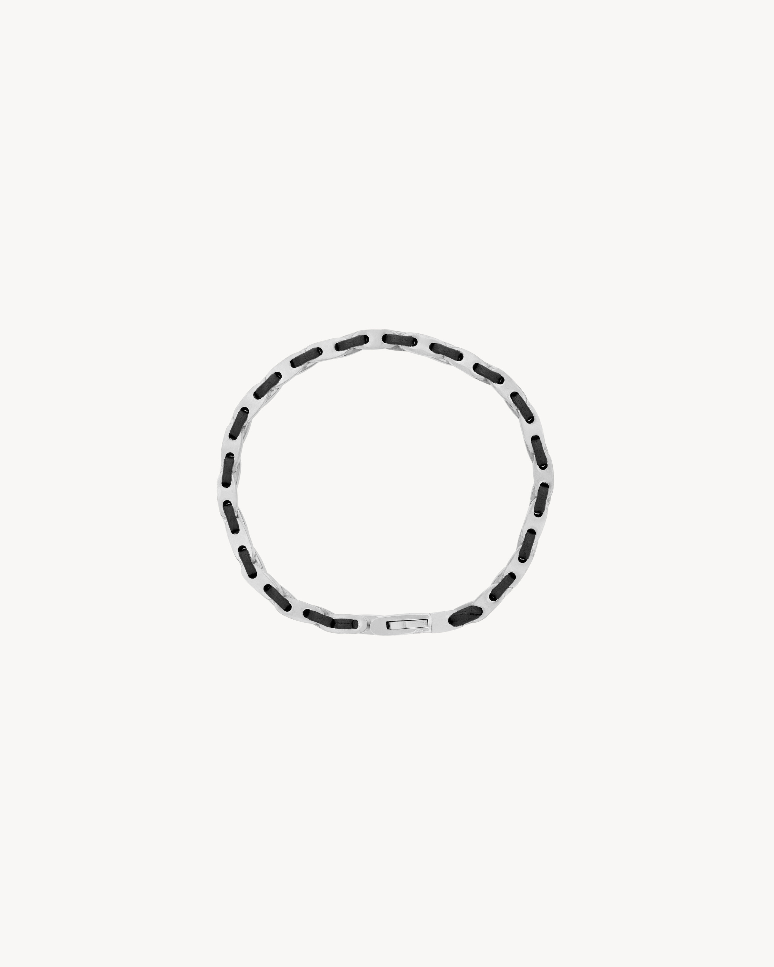 Saint Laurent Panther-Chain Bracelet In Leather And Metal - Black - Women - S