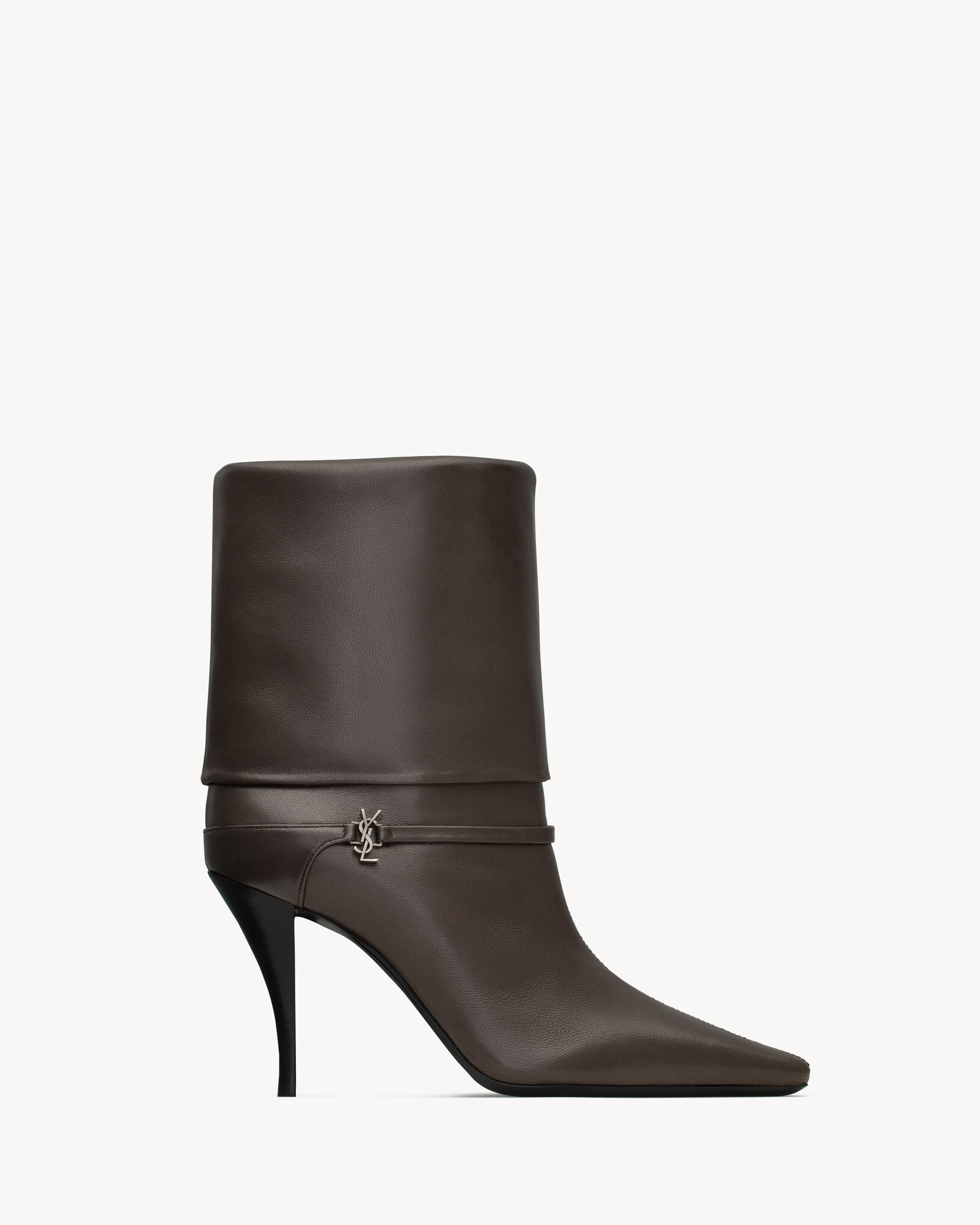 Saint Laurent Niki Booties In Smooth Leather - Amber - Women - 4