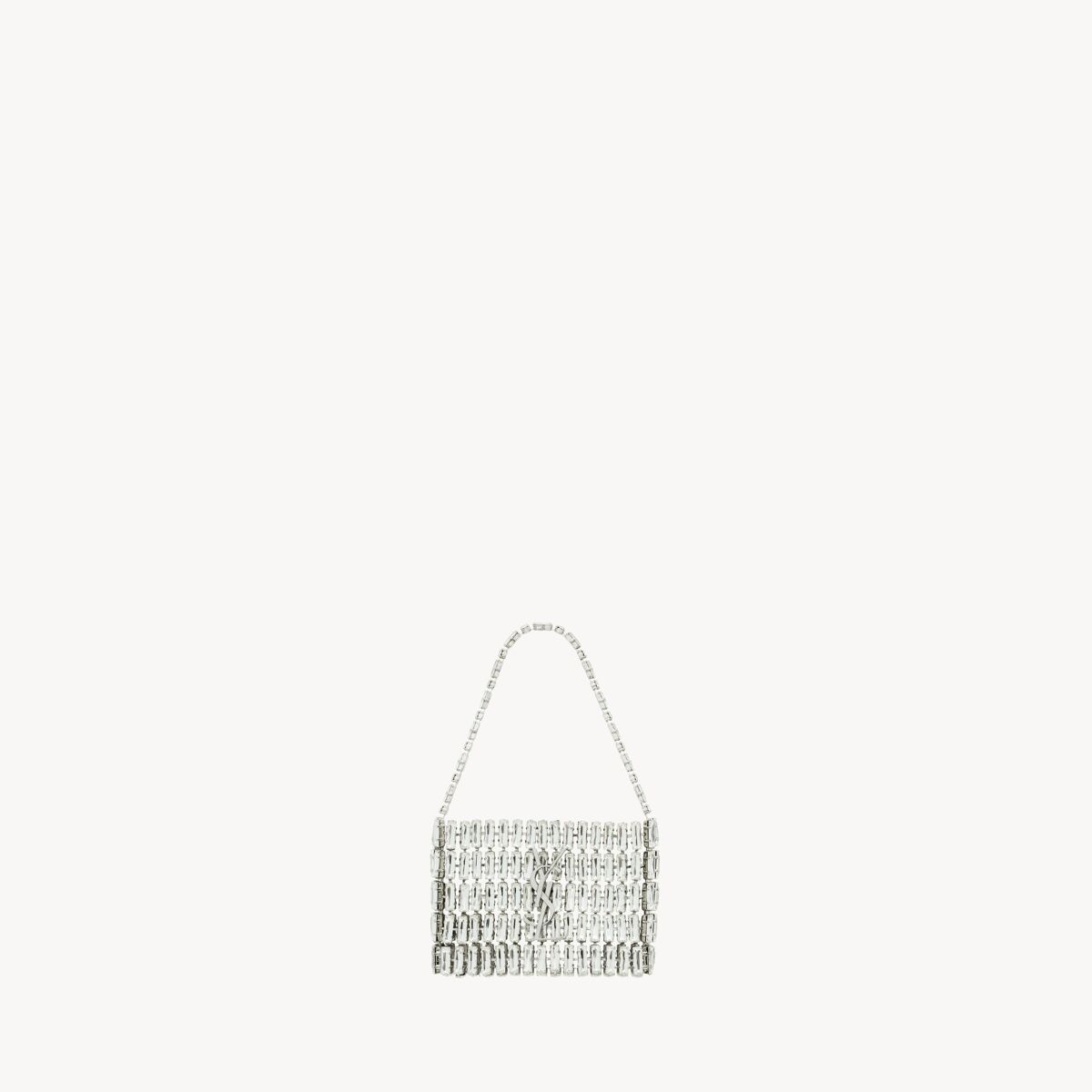Saint Laurent Borsa Da Sera Mini Con Cristalli - Argento - Donna