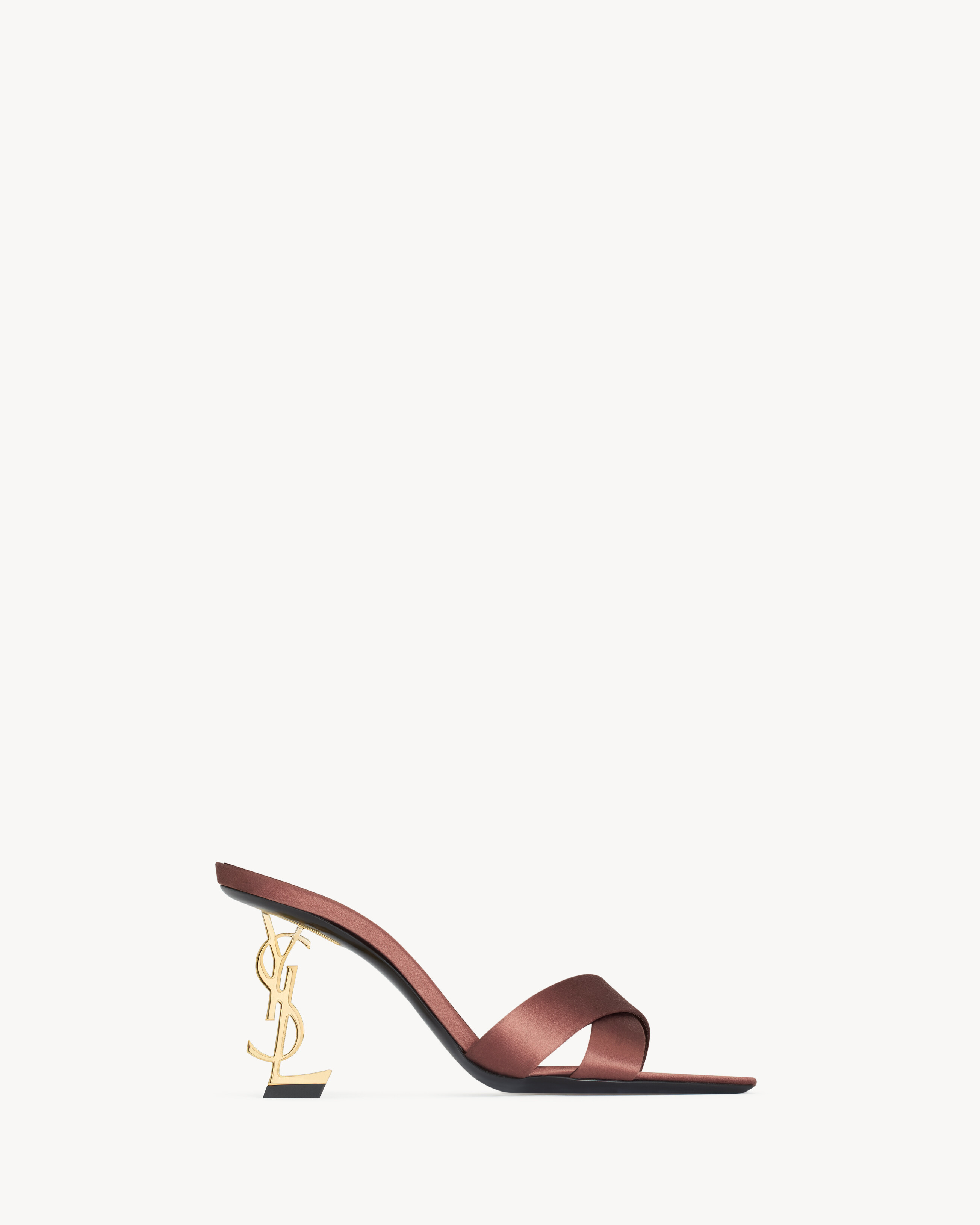 Saint Laurent Opyum Mules In Satin Crepe - Amber - Women - 41