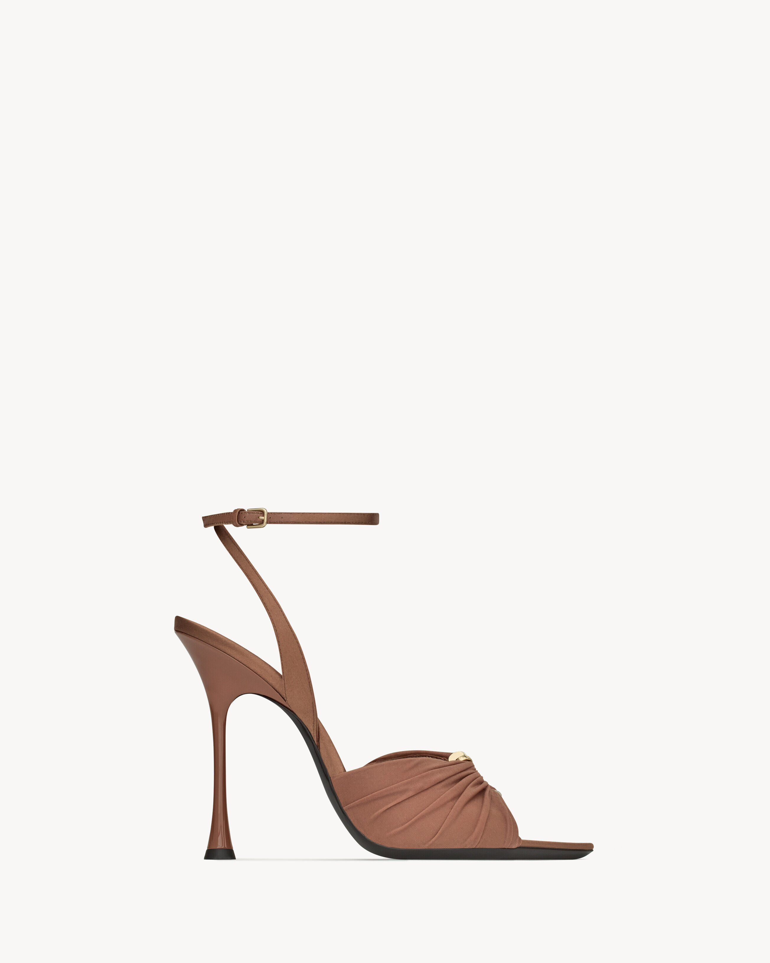 Saint Laurent Lola Sandals In Smooth Leather And Draped Jersey - Beige - Women - 35