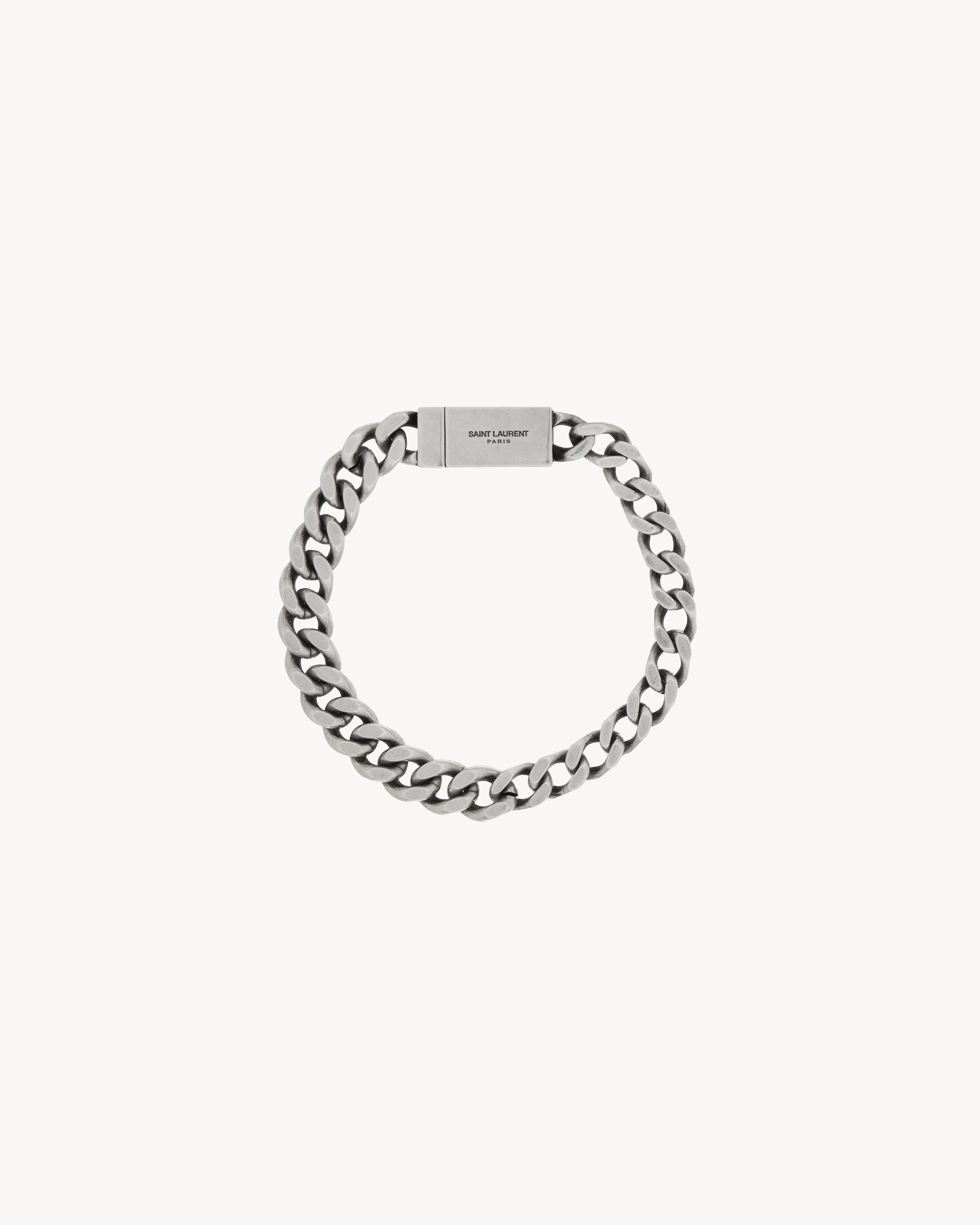 Saint Laurent Curb Chain Bracelet In Metal - Silver - Women - M