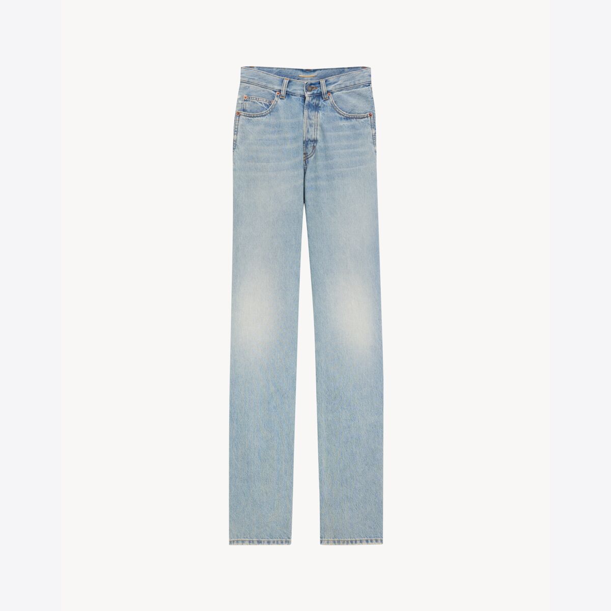 Saint Laurent V-Waist Long Baggy Jeans In Michigan Blue Denim - Blue - Women - 10
