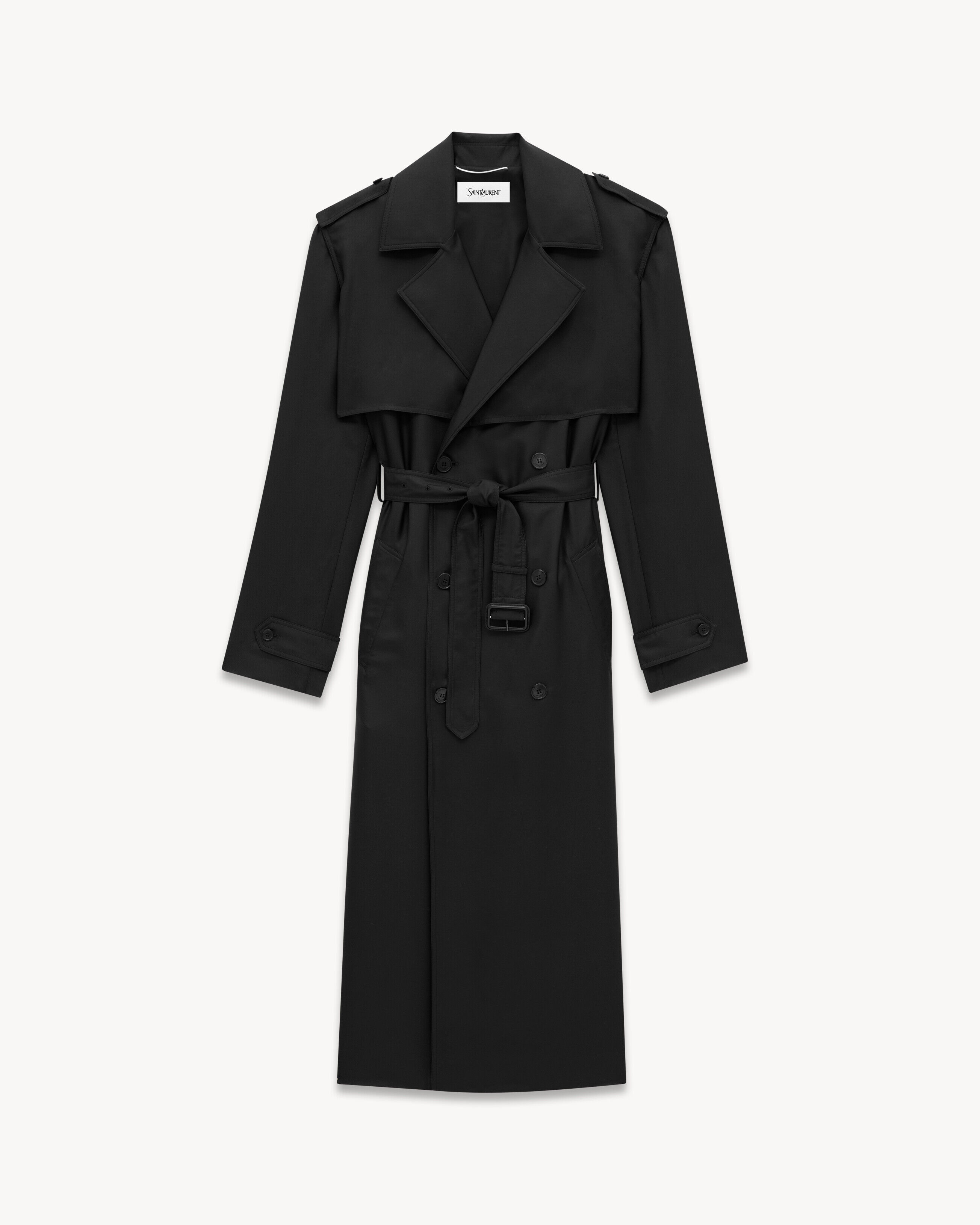Saint Laurent Trench Coat In Silk - Black - Men - 36