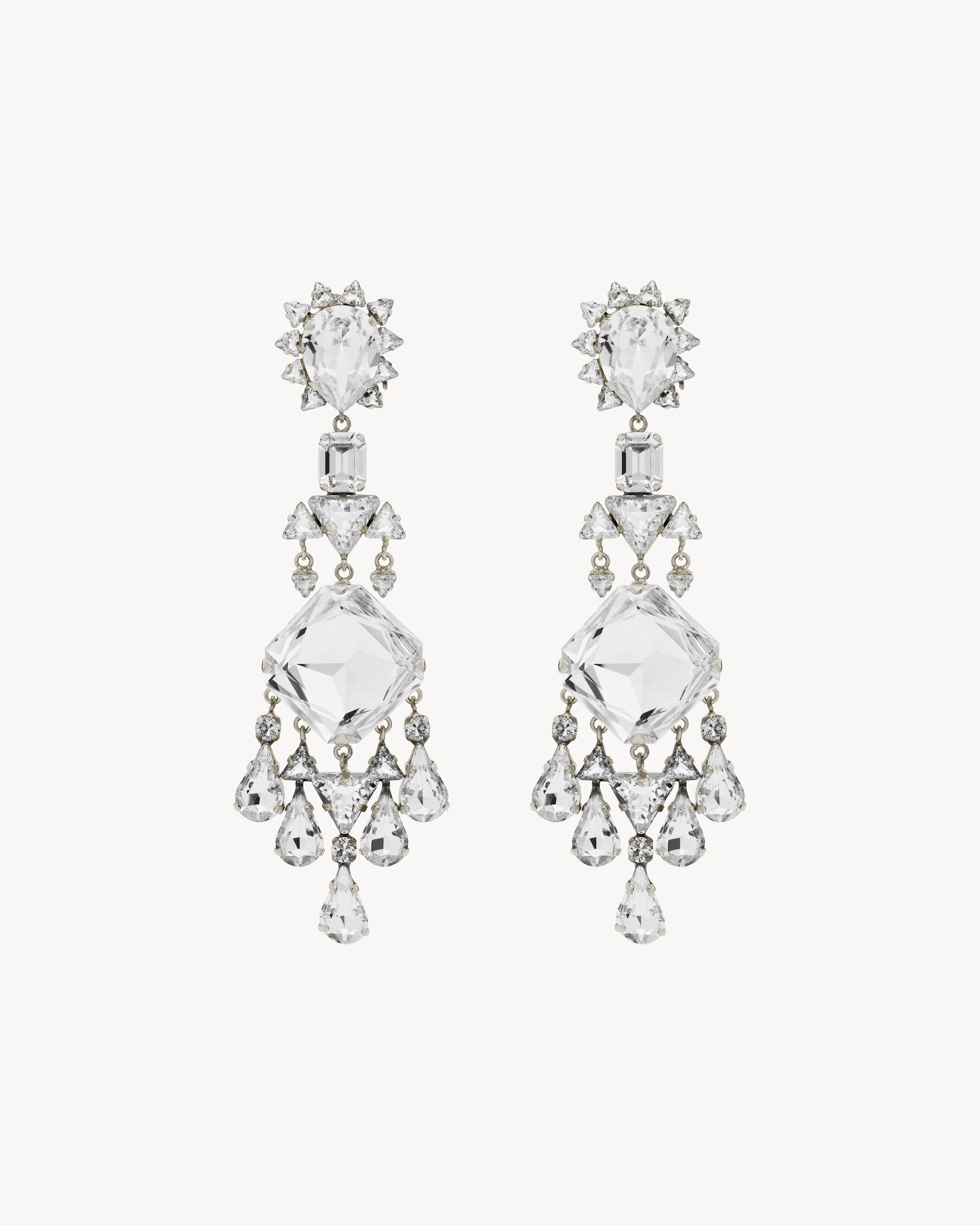 Saint Laurent Crystal Drop Earrings In Metal - Silver - Women