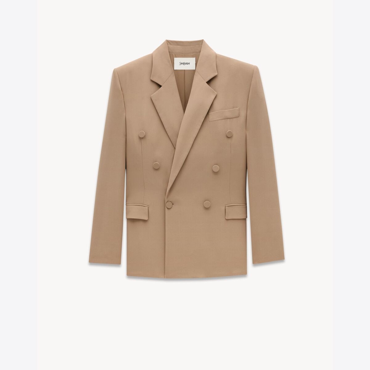 Saint Laurent Jacket In Silk Crepe - Beige - Women - 42