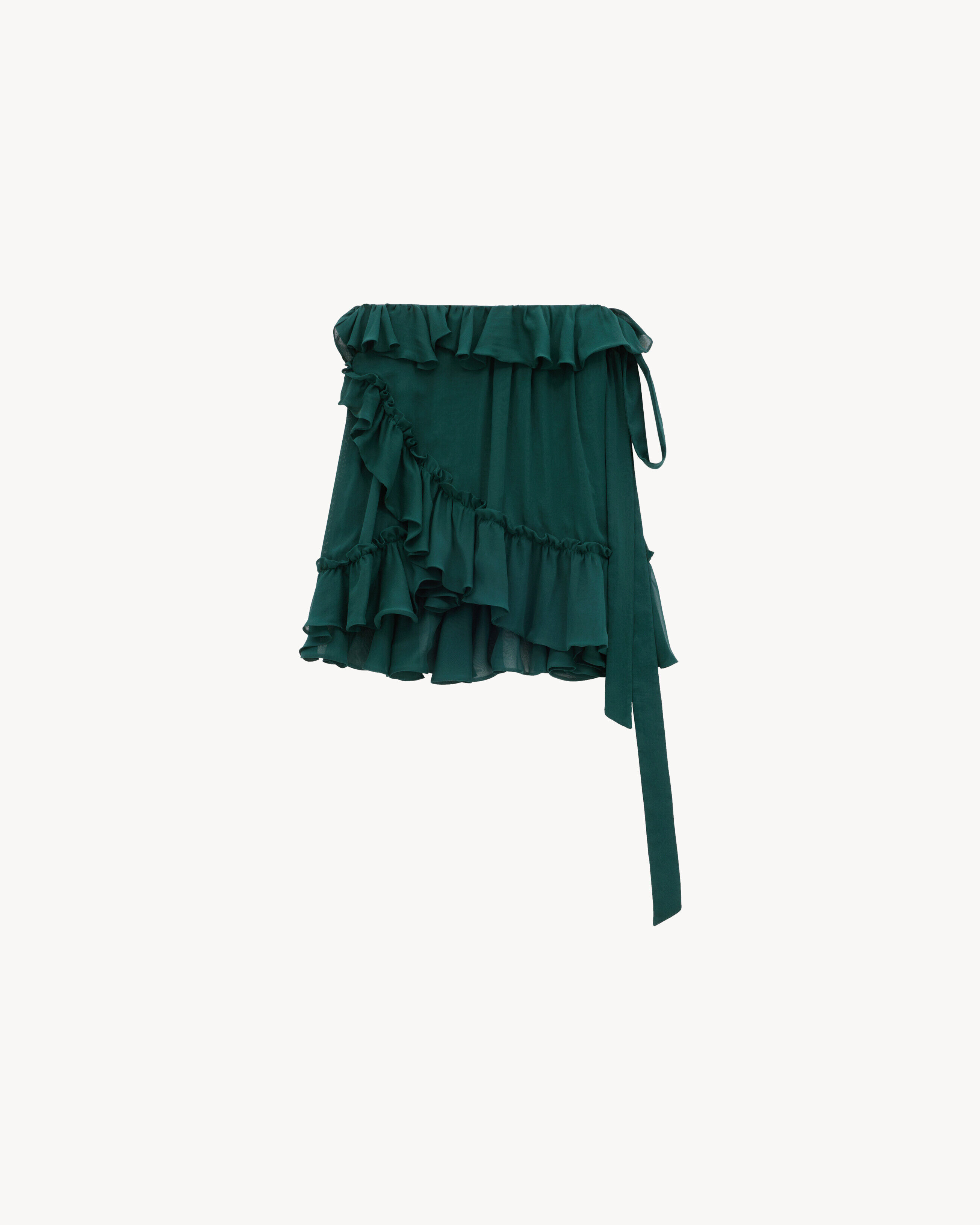 Saint Laurent Wrap Skirt In Silk Crepe Muslin - Green - Women - 38