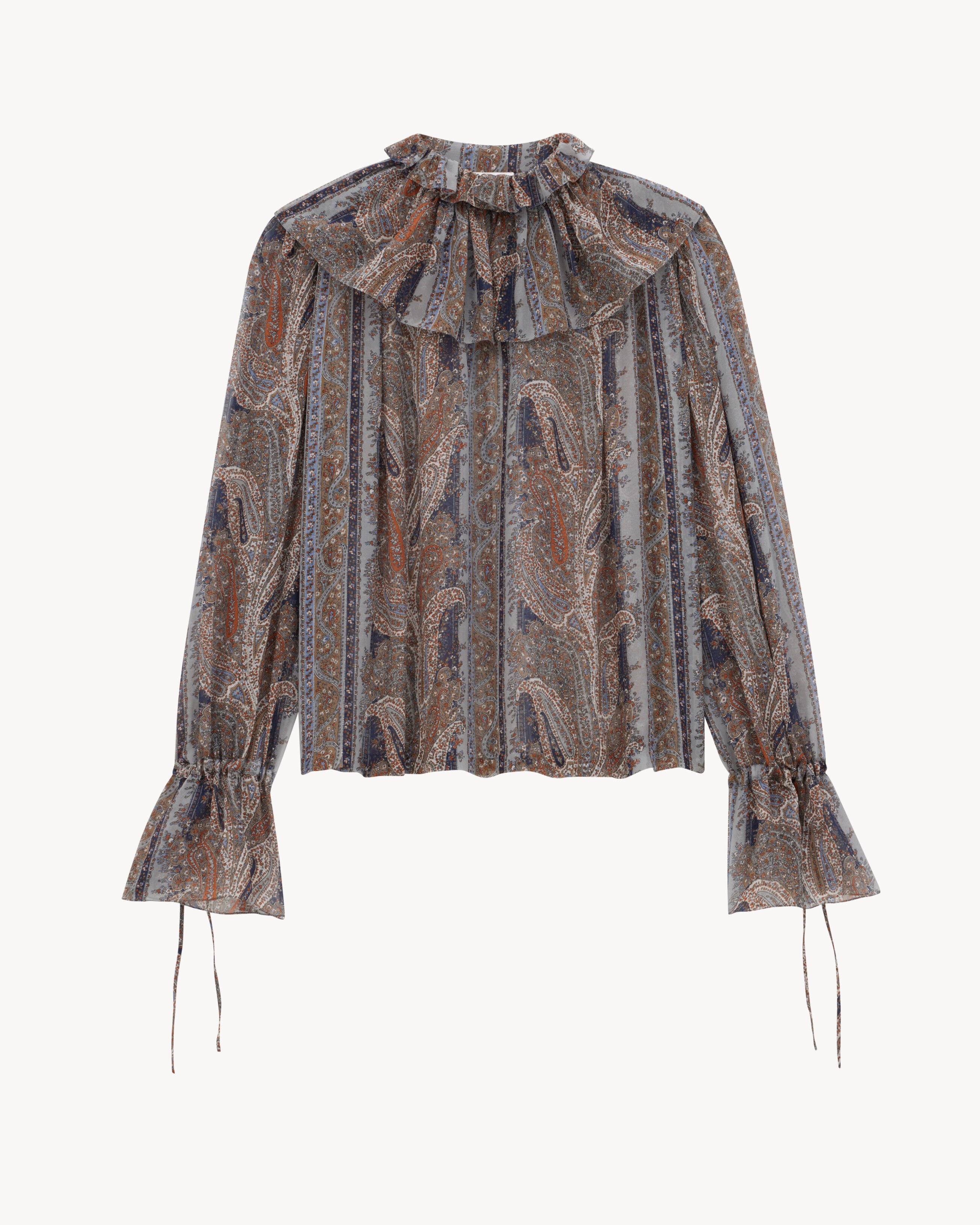 Saint Laurent Blusa In Georgette Di Seta Motivo Paisley - Nero - Donna - 42