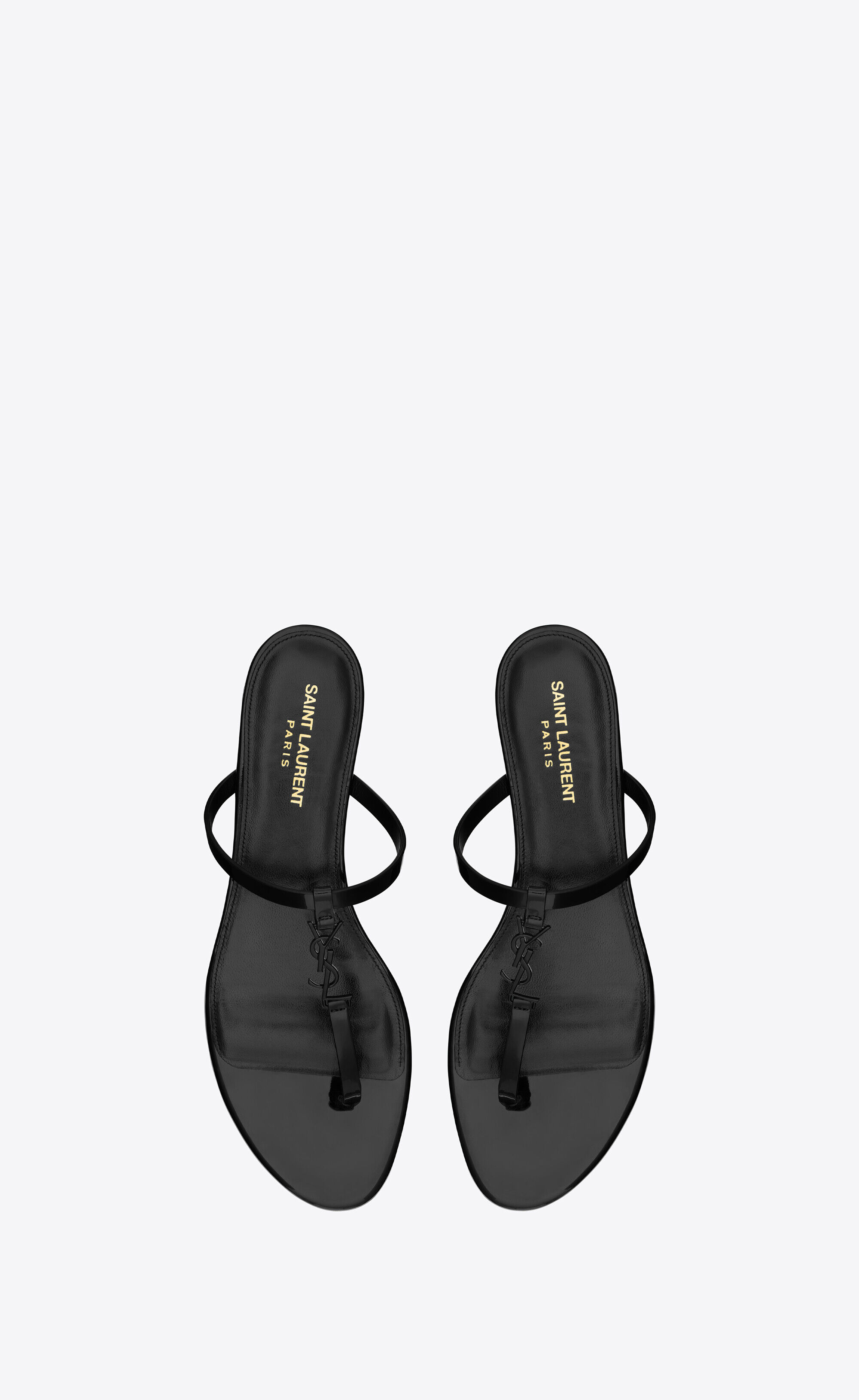 Saint Laurent Cassandra Slides In Patent Leather - Black - Women - 37.5