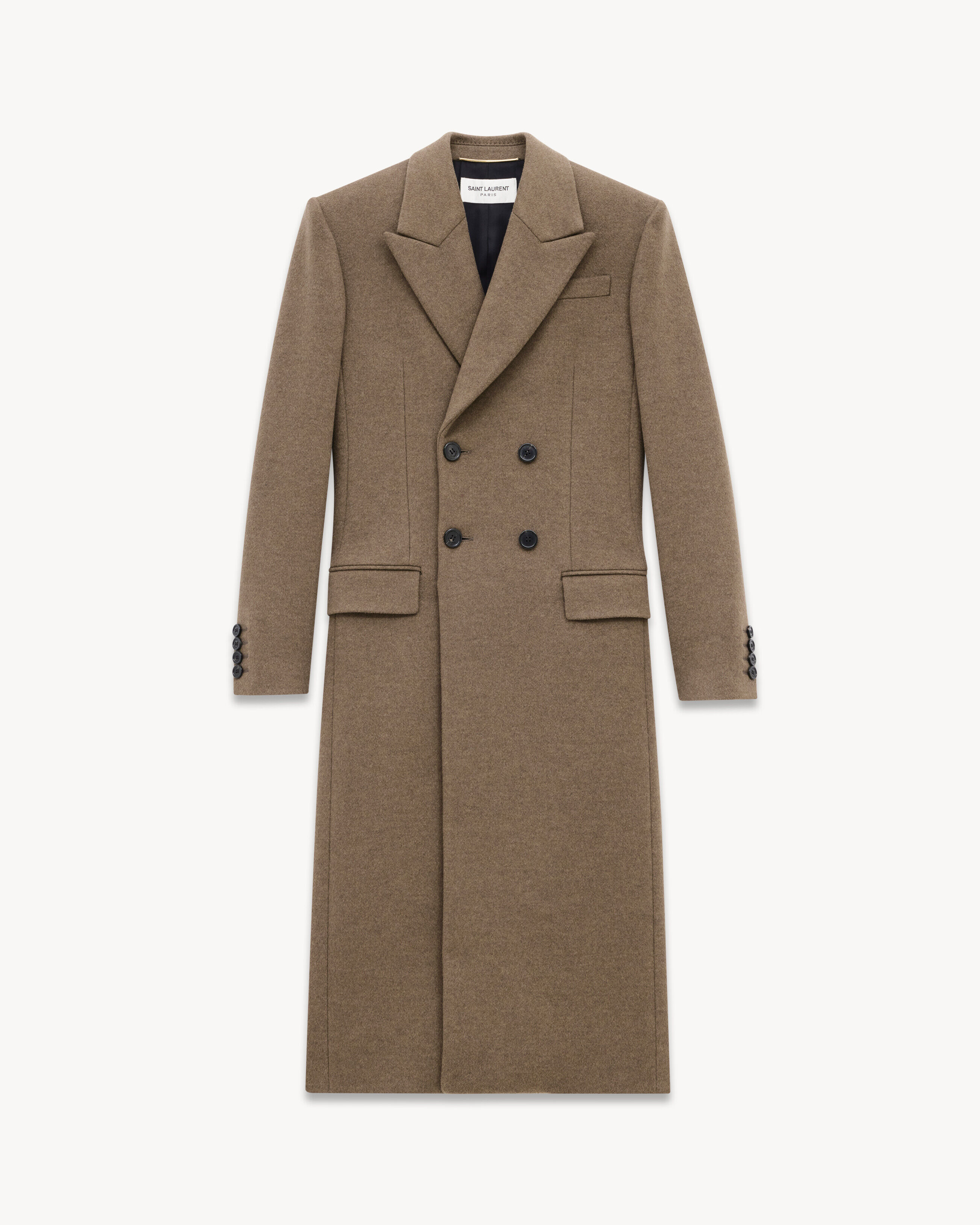 Saint Laurent Long Coat In Cashmere And Wool Felt - Green - Women - 38