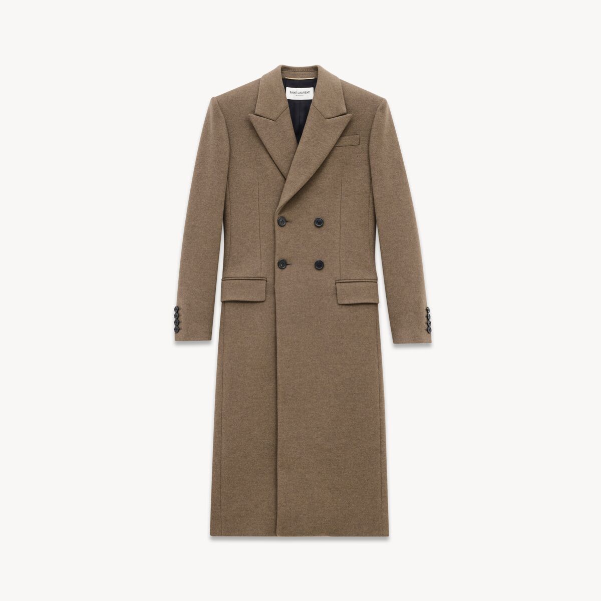 Saint Laurent Long Coat In Cashmere And Wool Felt - Green - Women - 34