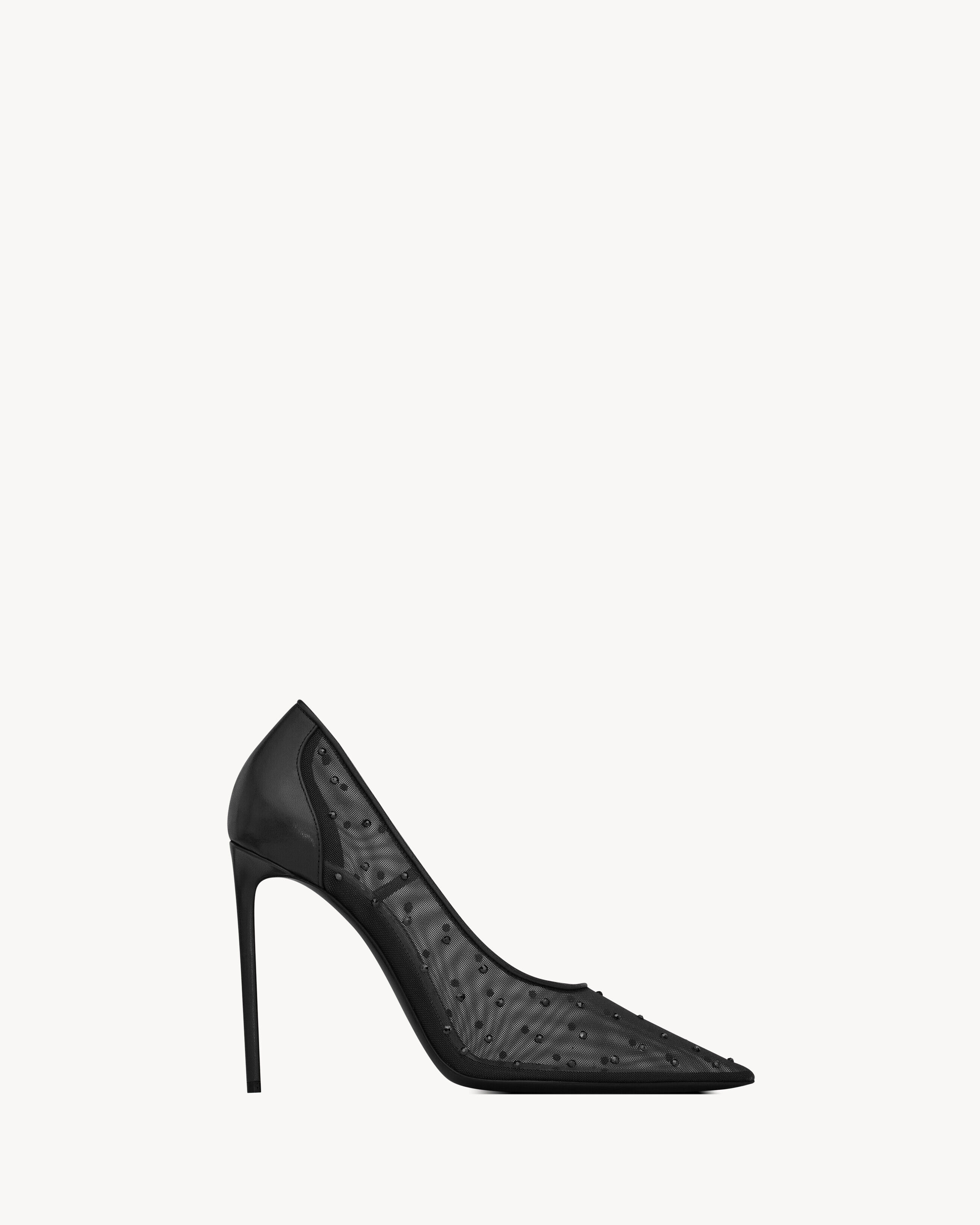 Saint Laurent Anja Pumps In Rhinestone Mesh - Black - Women - 36