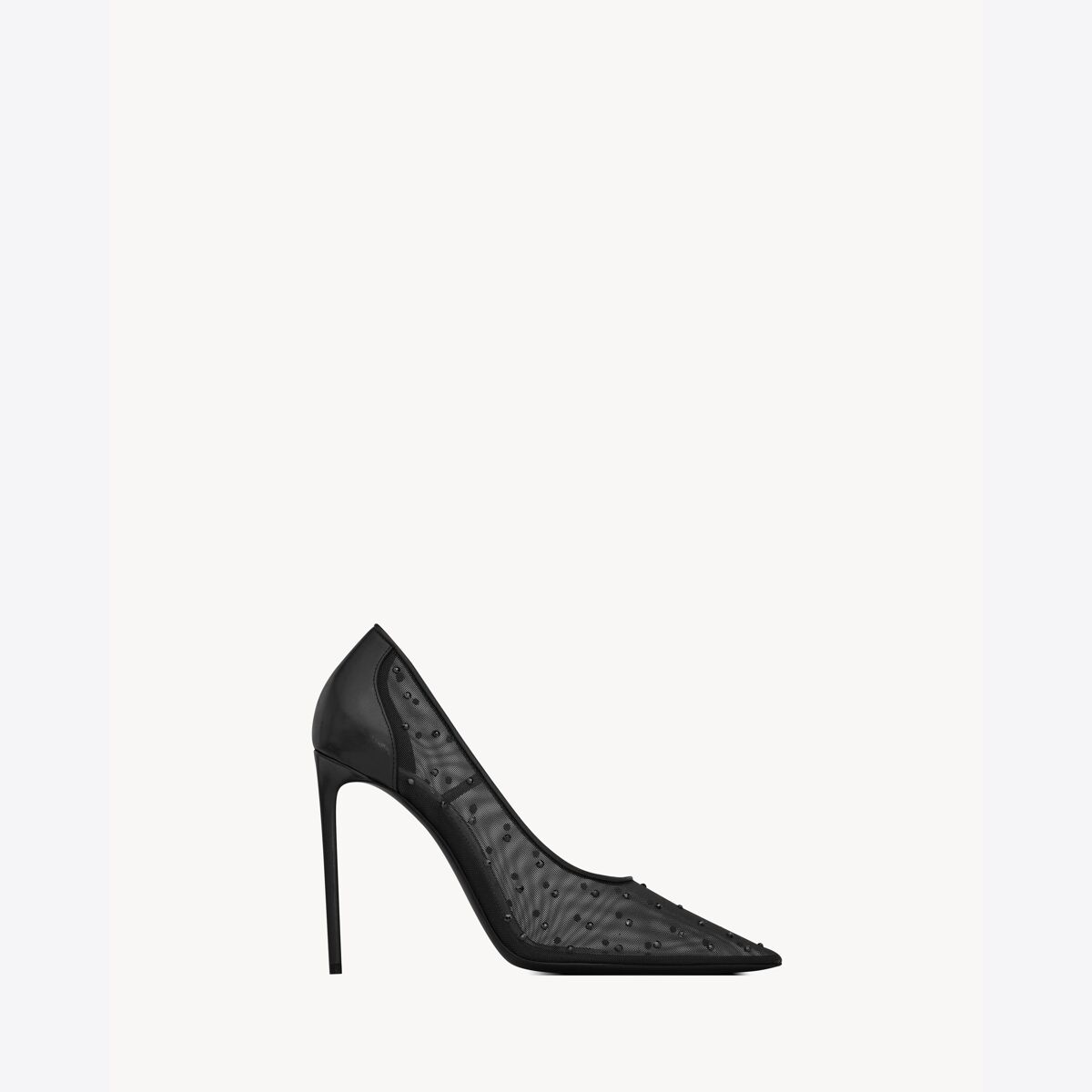 Saint Laurent Anja Pumps In Rhinestone Mesh - Black - Women - 1