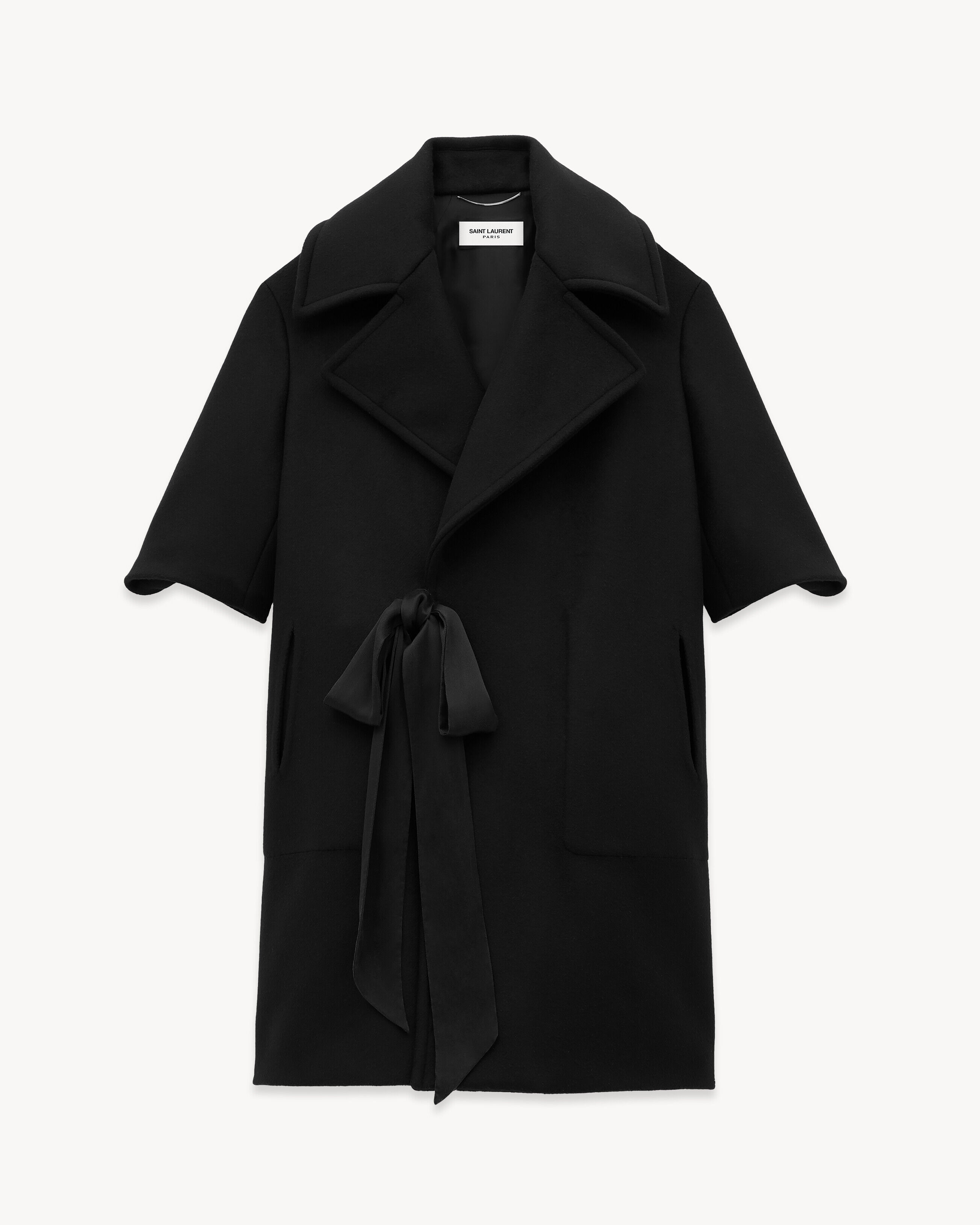 Saint Laurent Wrap Coat In Cashmere Felt - Black - Men - 32