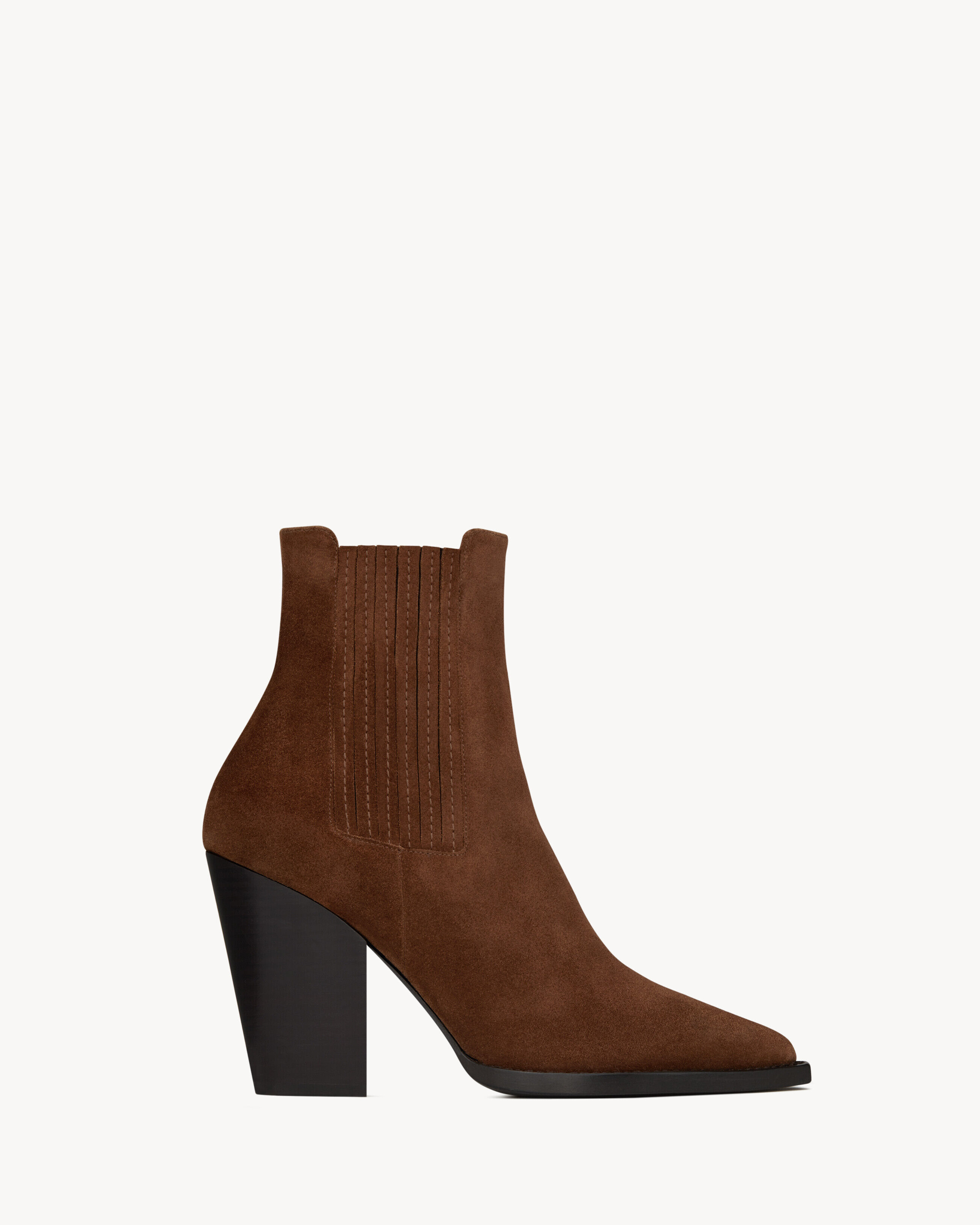 Saint Laurent Theo Chelsea Booties In Suede - Amber - Women - 1