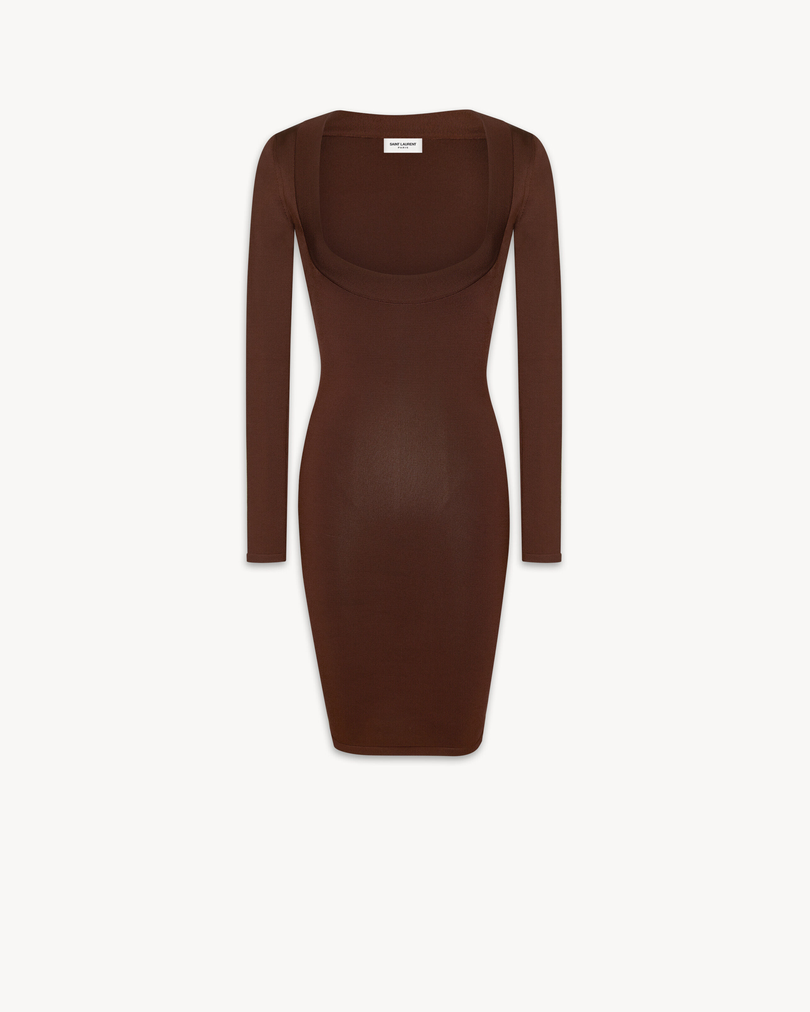 Saint Laurent Décolleté Dress In Knit - Amber - Women - XS