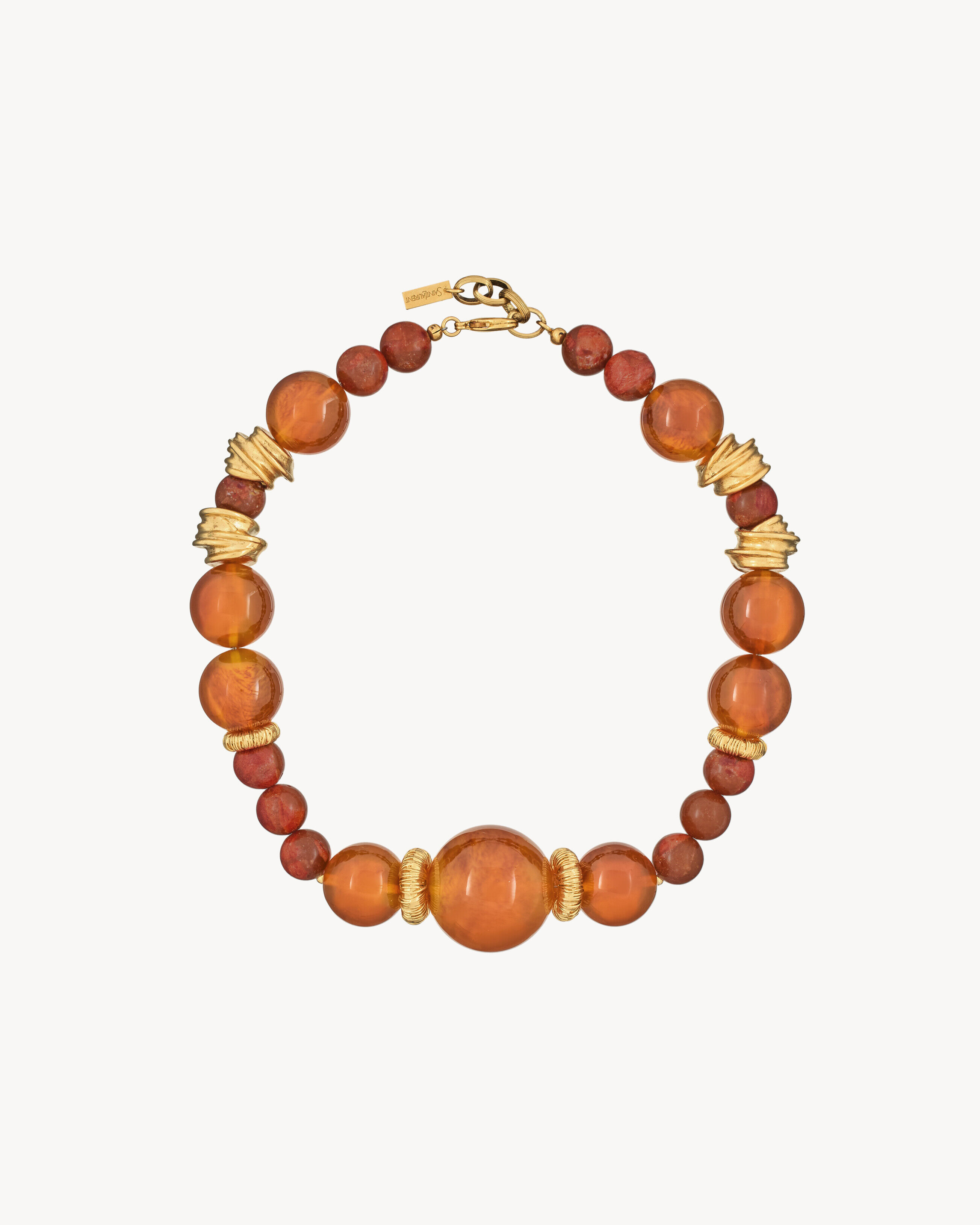 Saint Laurent Bead Necklace In Coral/Resin/And Metal - Red - Women
