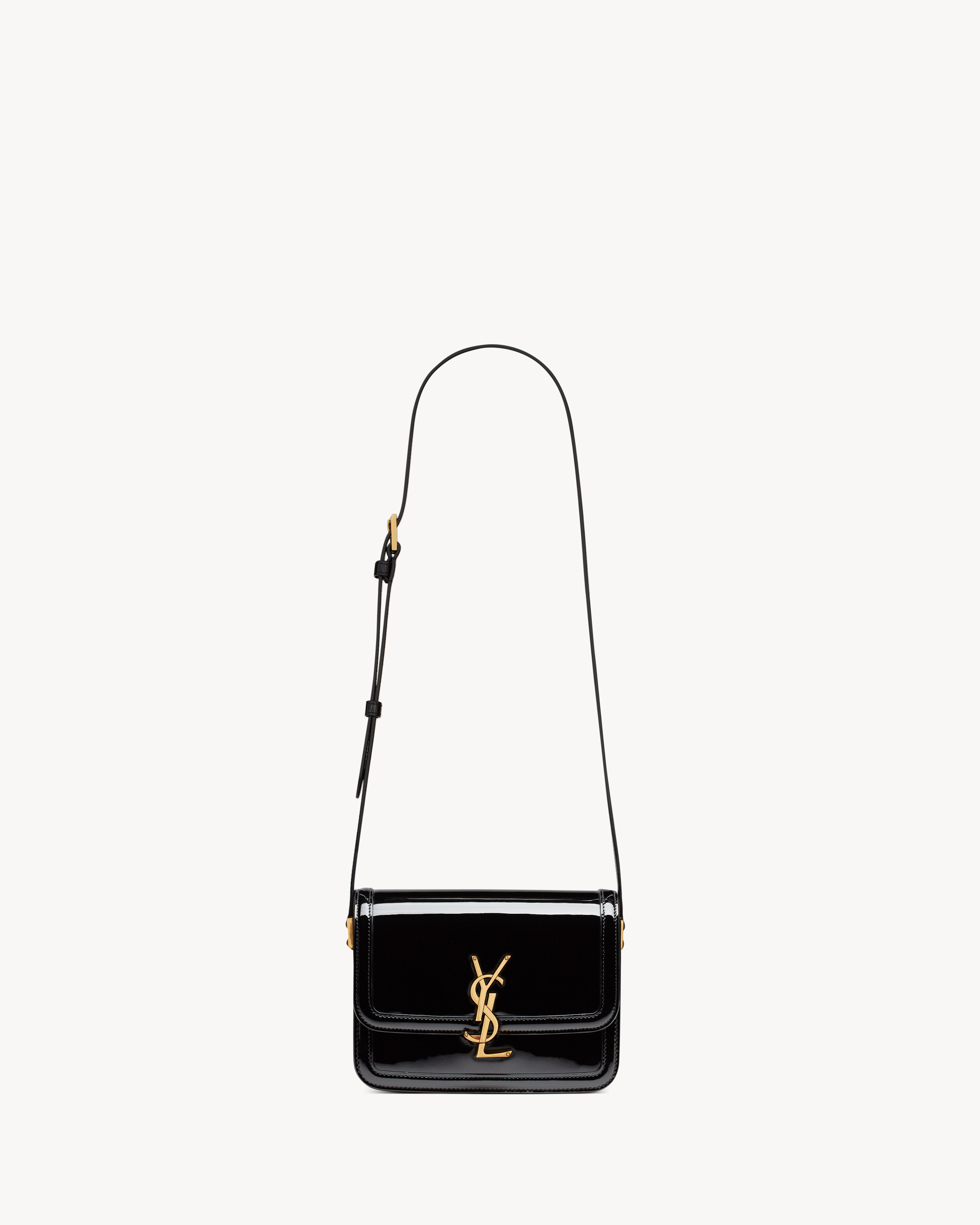 Saint Laurent Solferino Small Satchel In Lacquered Patent Leather - Black - Women
