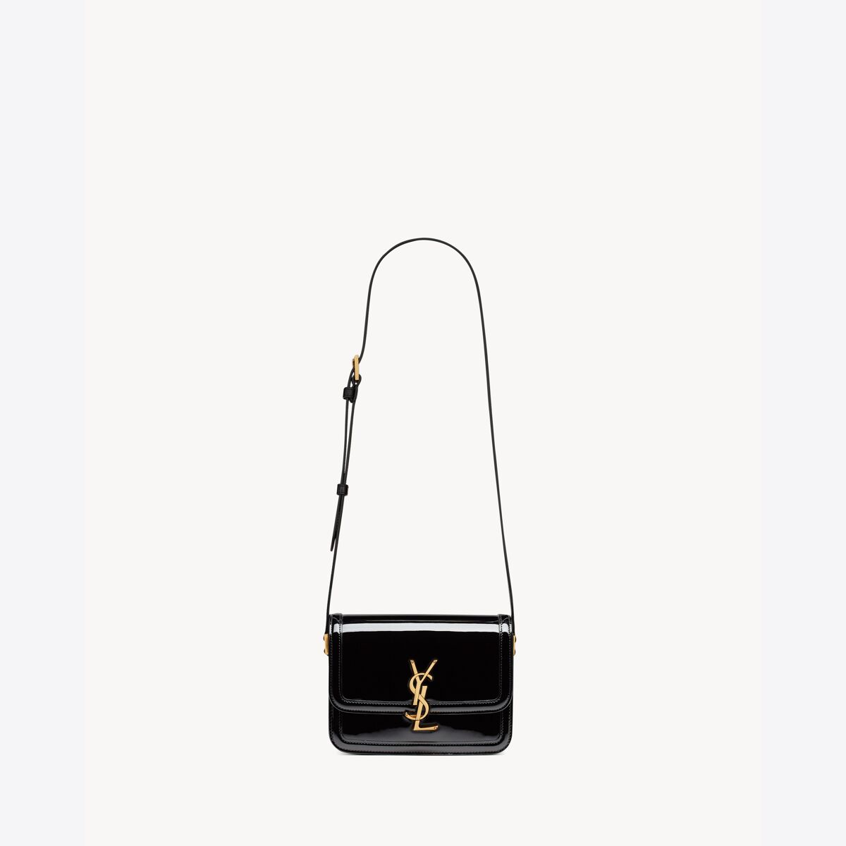 Saint Laurent Solferino Small Satchel In Lacquered Patent Leather - Black - Women