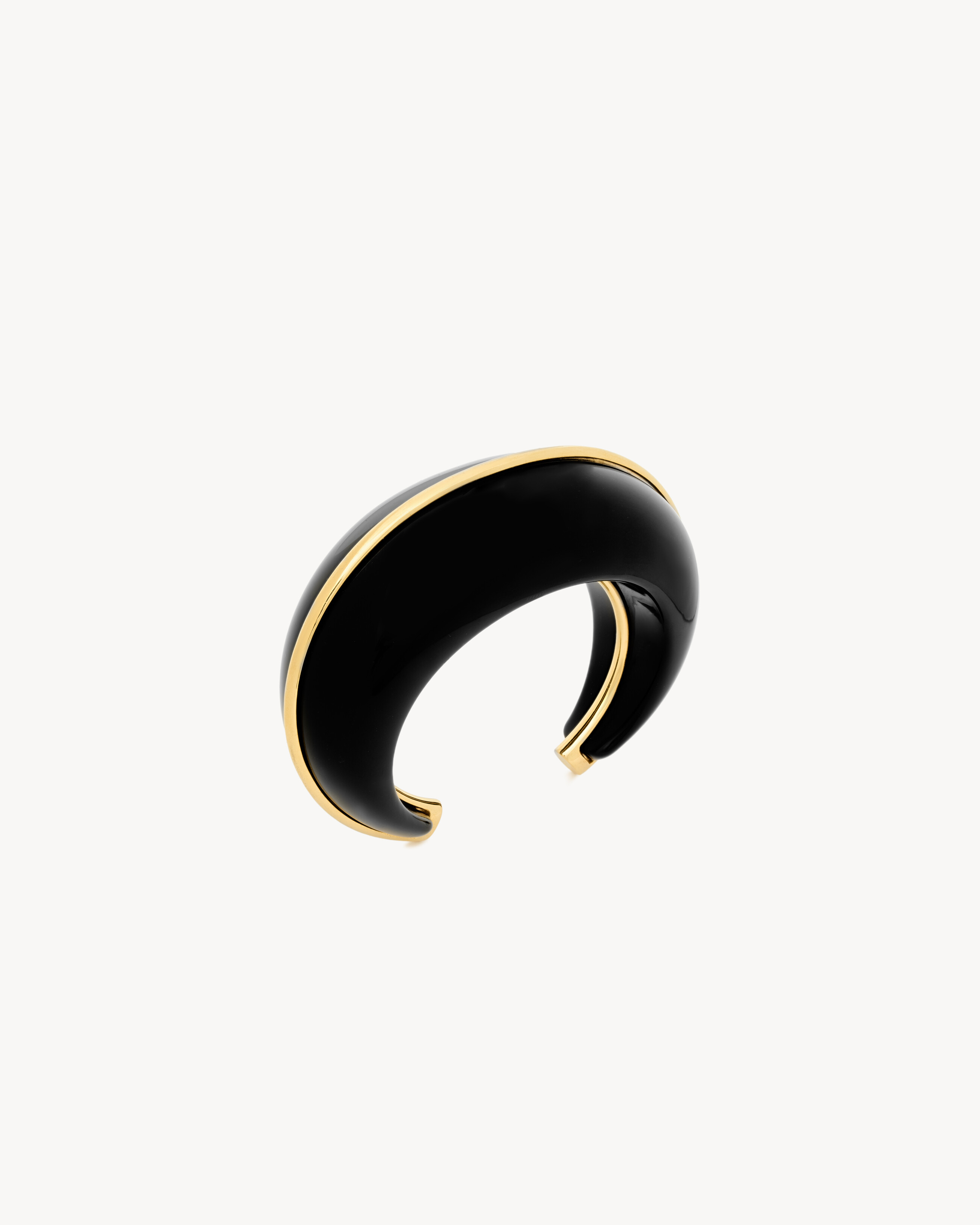Saint Laurent Bracciale A Polsino A Cupola In Resina E Metallo - Nero - Donna - L