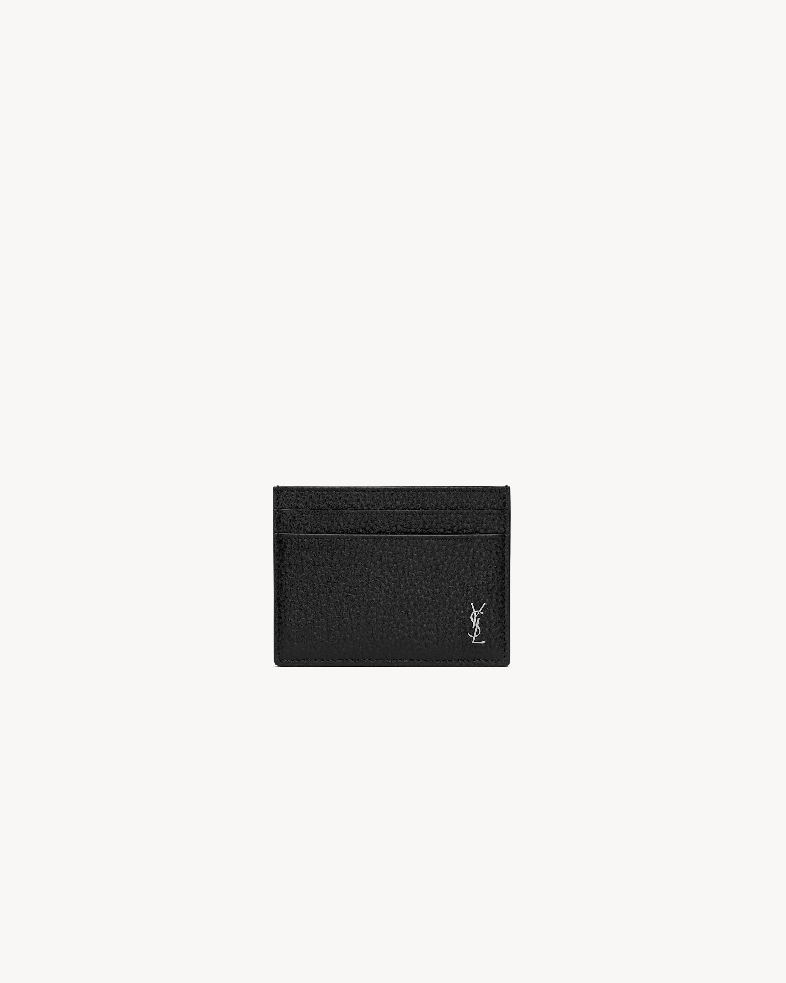 Saint Laurent Tiny Cassandre Card Case In Grained Leather - Black - Men