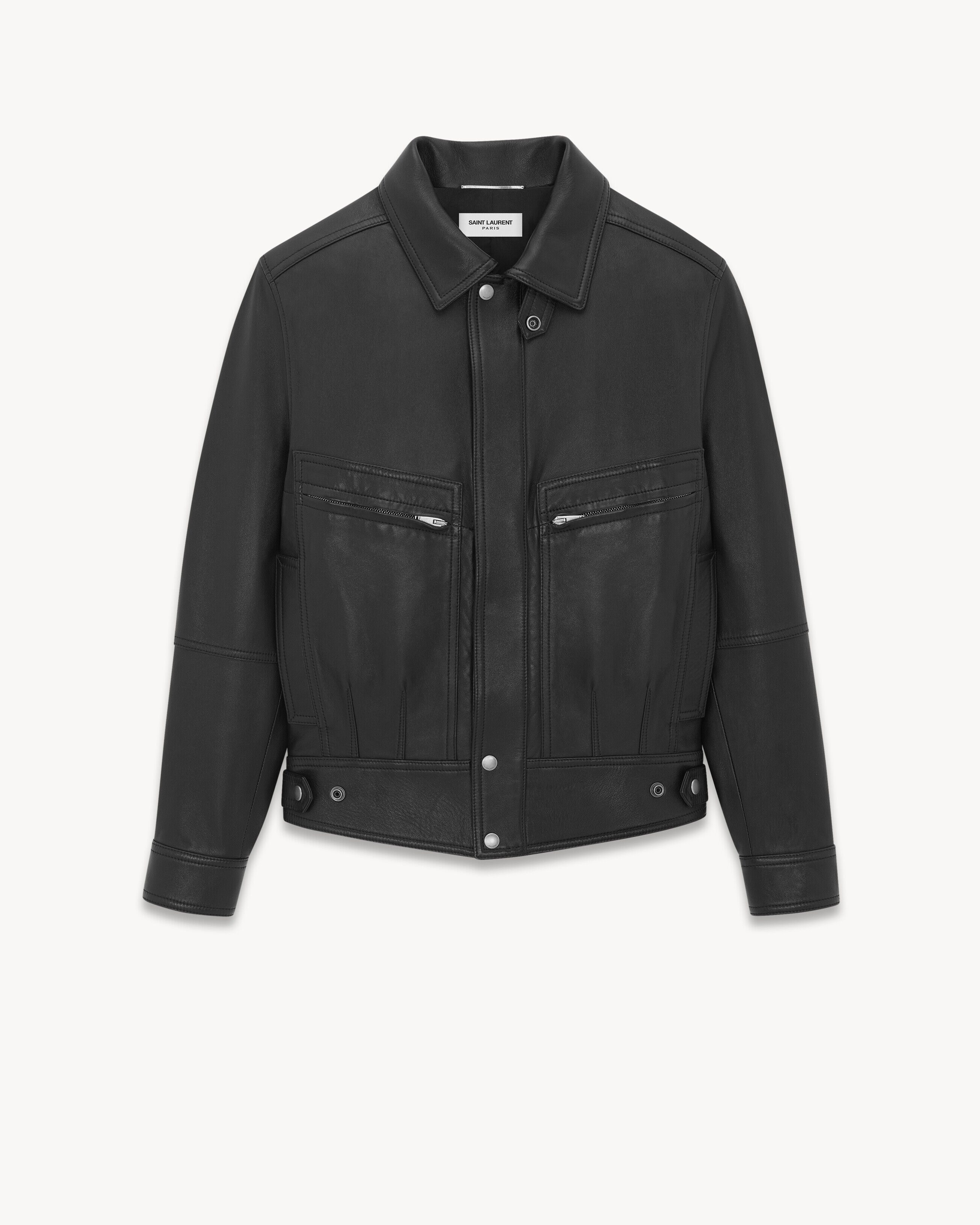 Saint Laurent Jacket In Drummed Lambskin - Black - Men - 38