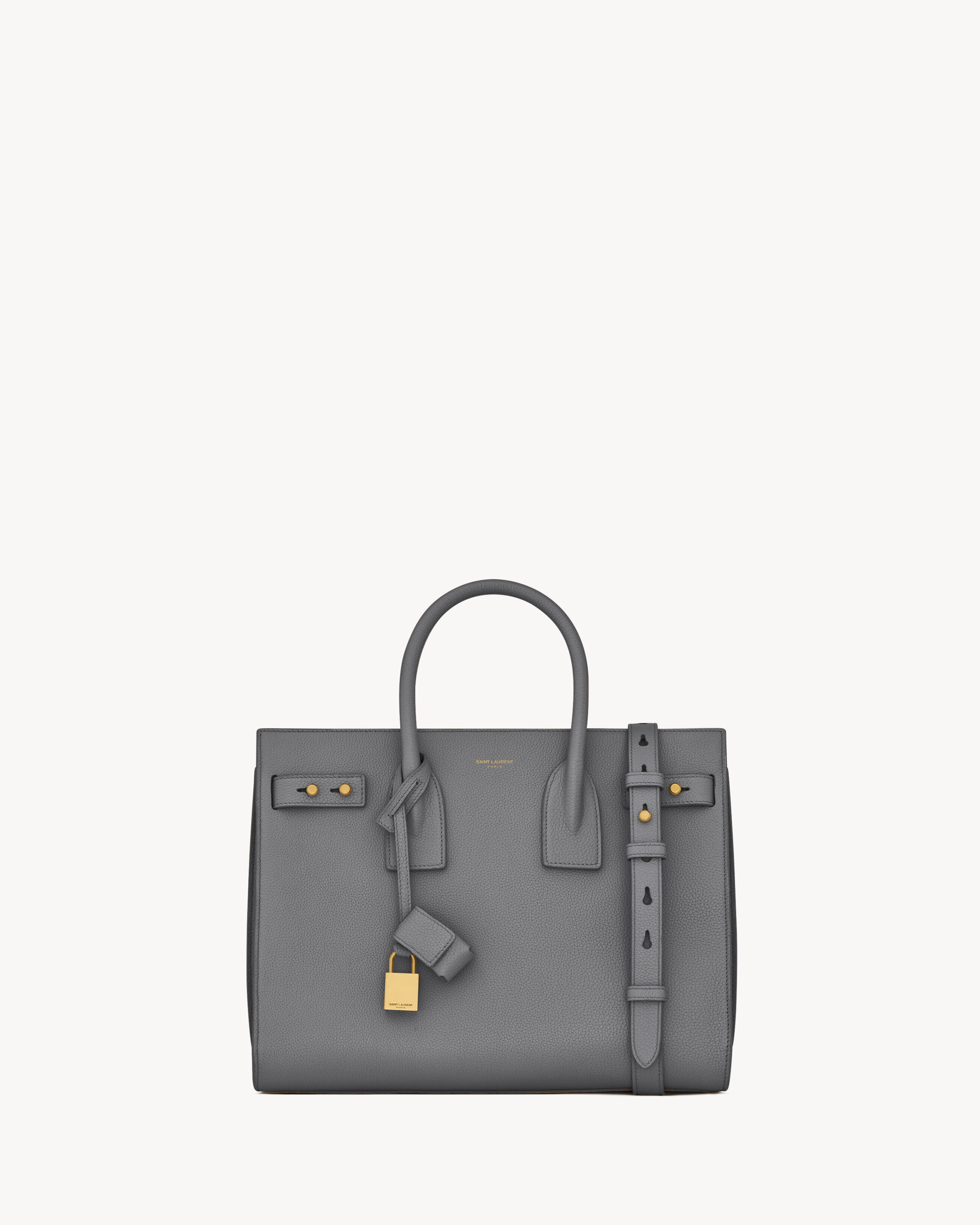 Saint Laurent Sac De Jour In Supple Grained Leather - Small - Grey - Women