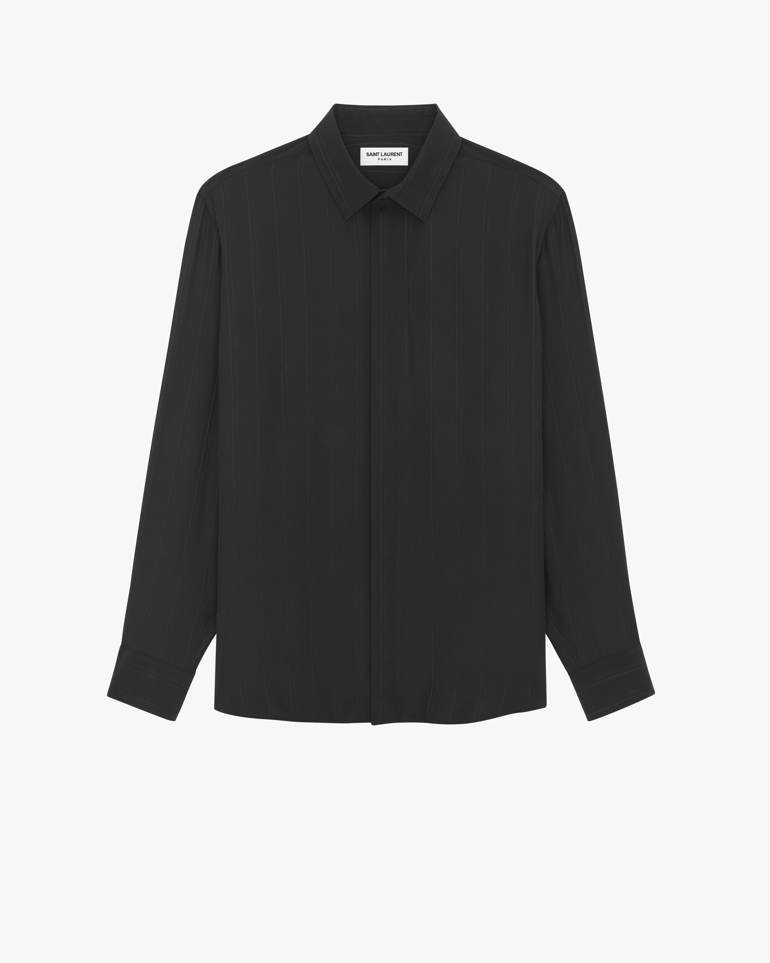 Saint Laurent Camicia Con Collo Yves In Seta Opaca E Lucida A Righe Cassandre - Nero - One Sizeomo - 41