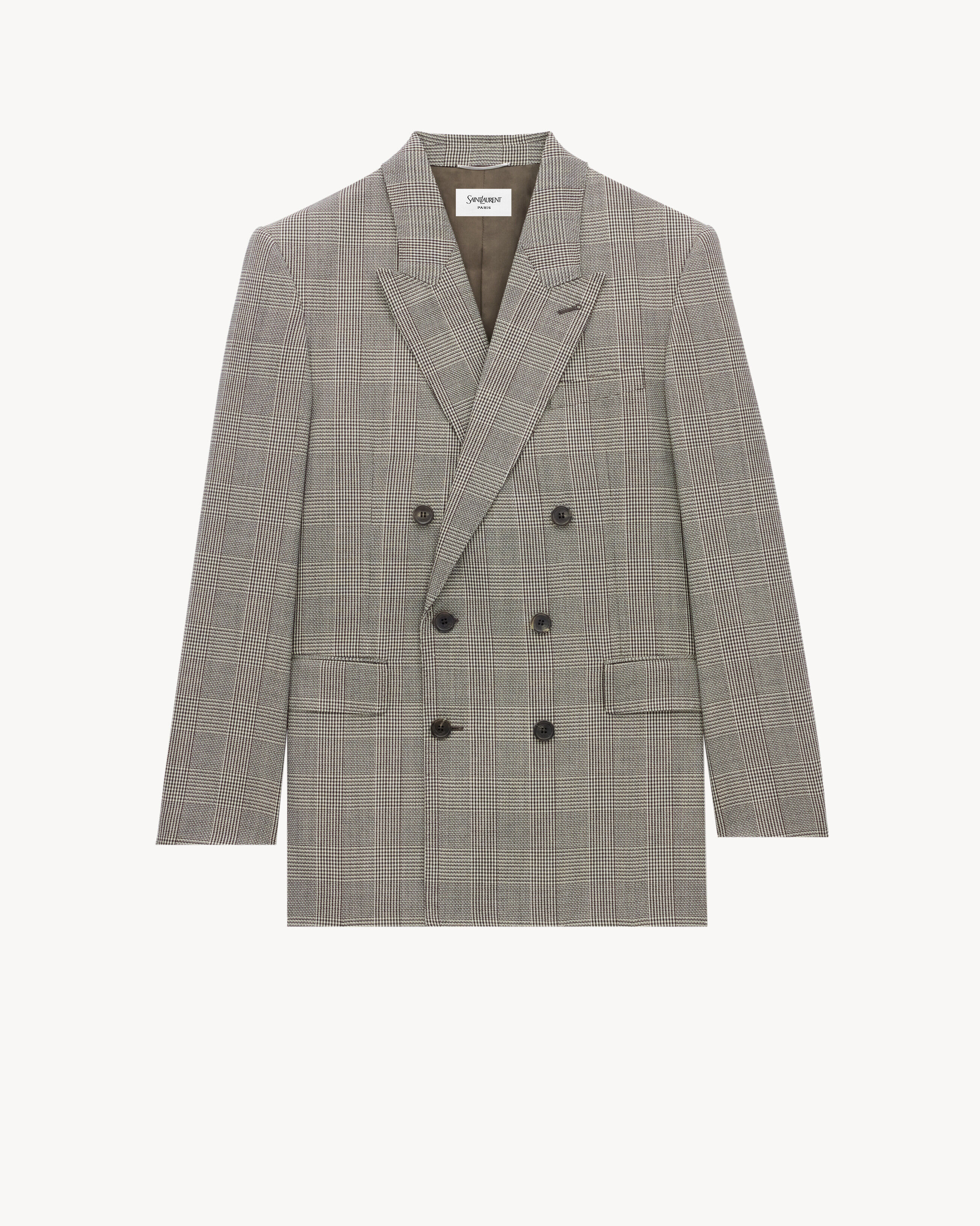 Saint Laurent - Chaqueta De Lana Con Motivo Príncipe De Gales - Gris - Hombre - 52