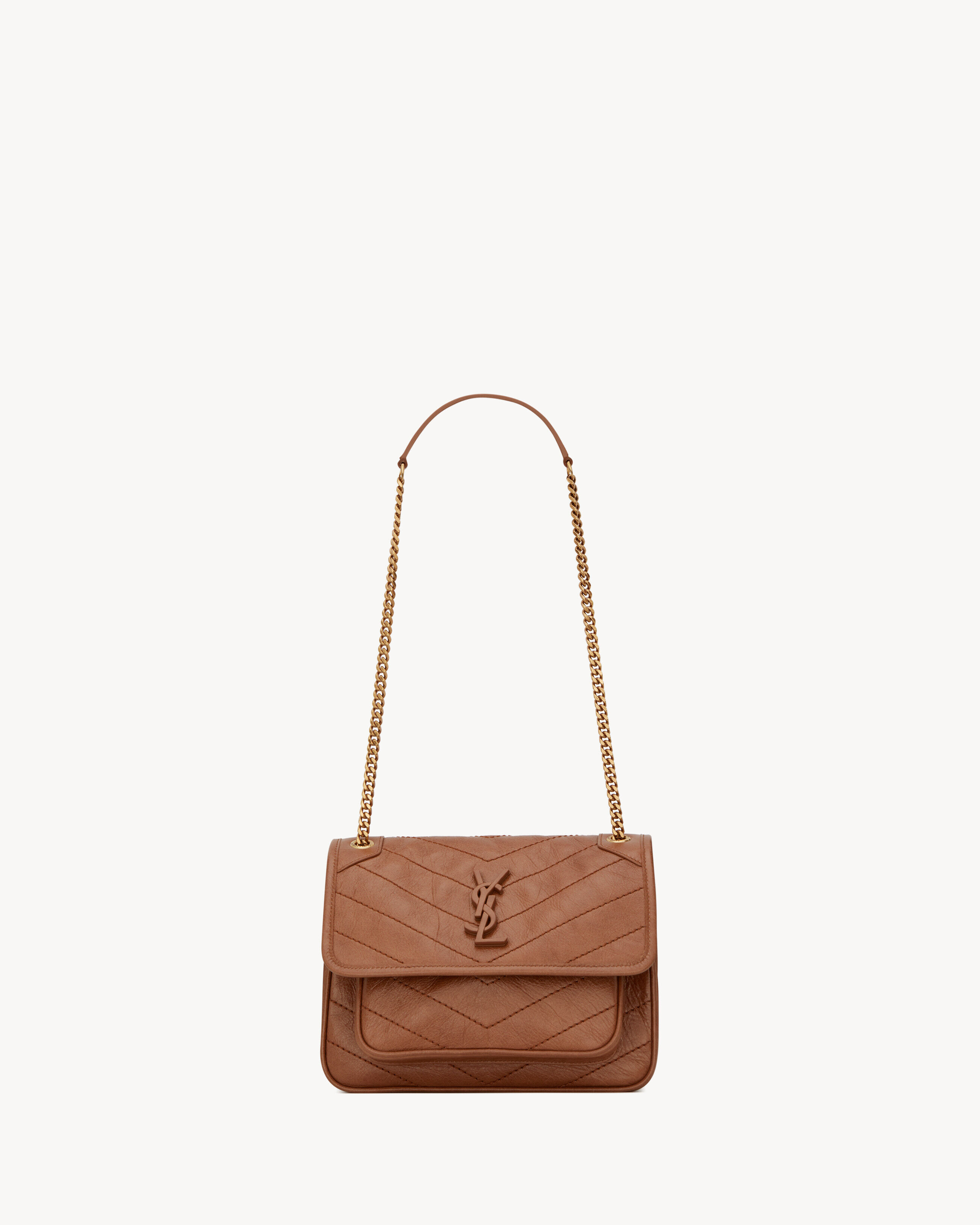 Saint Laurent Niki Baby In Vintage Leather - Amber - Women