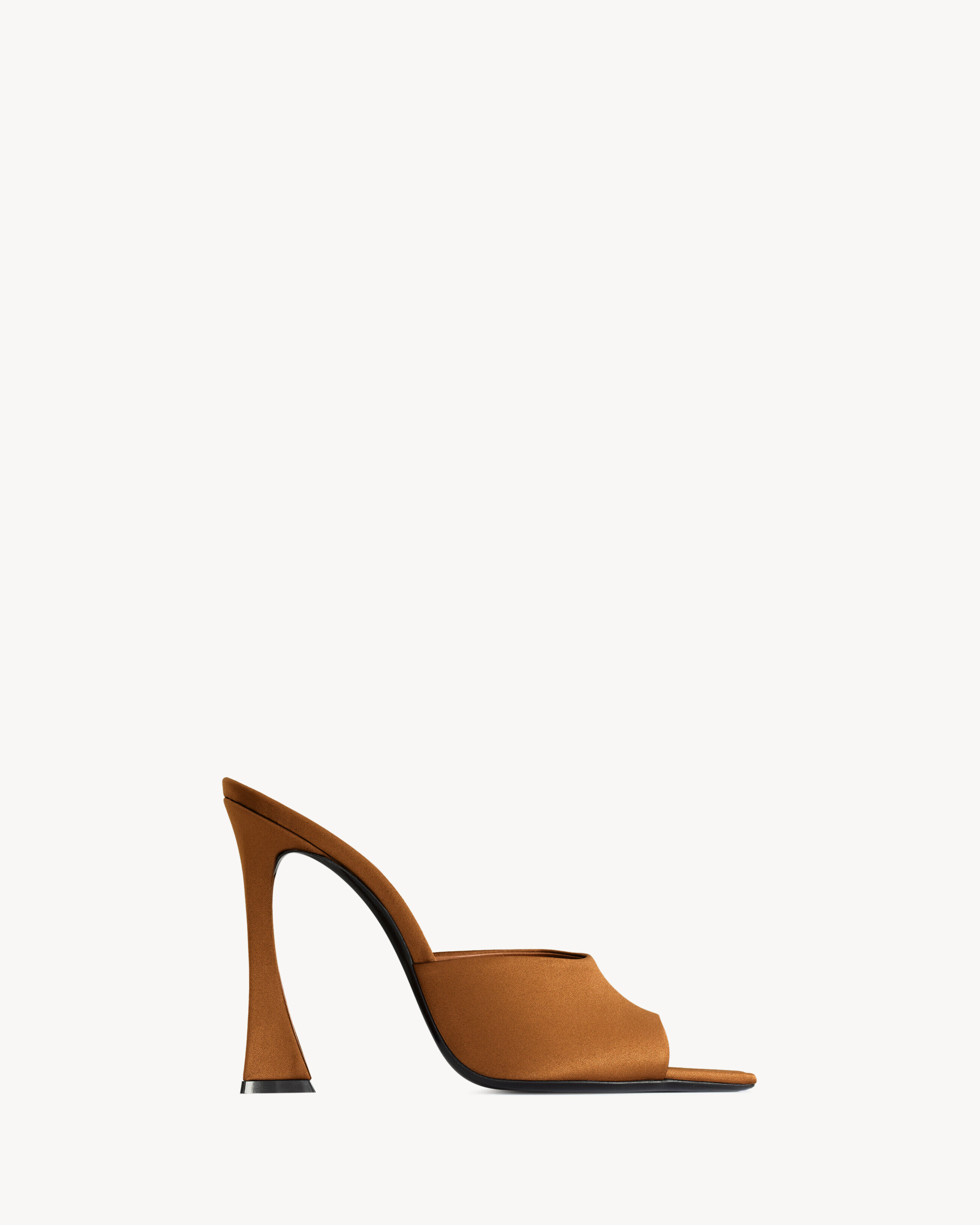 Saint Laurent Hall Mules In Satin - Amber - Women - 37