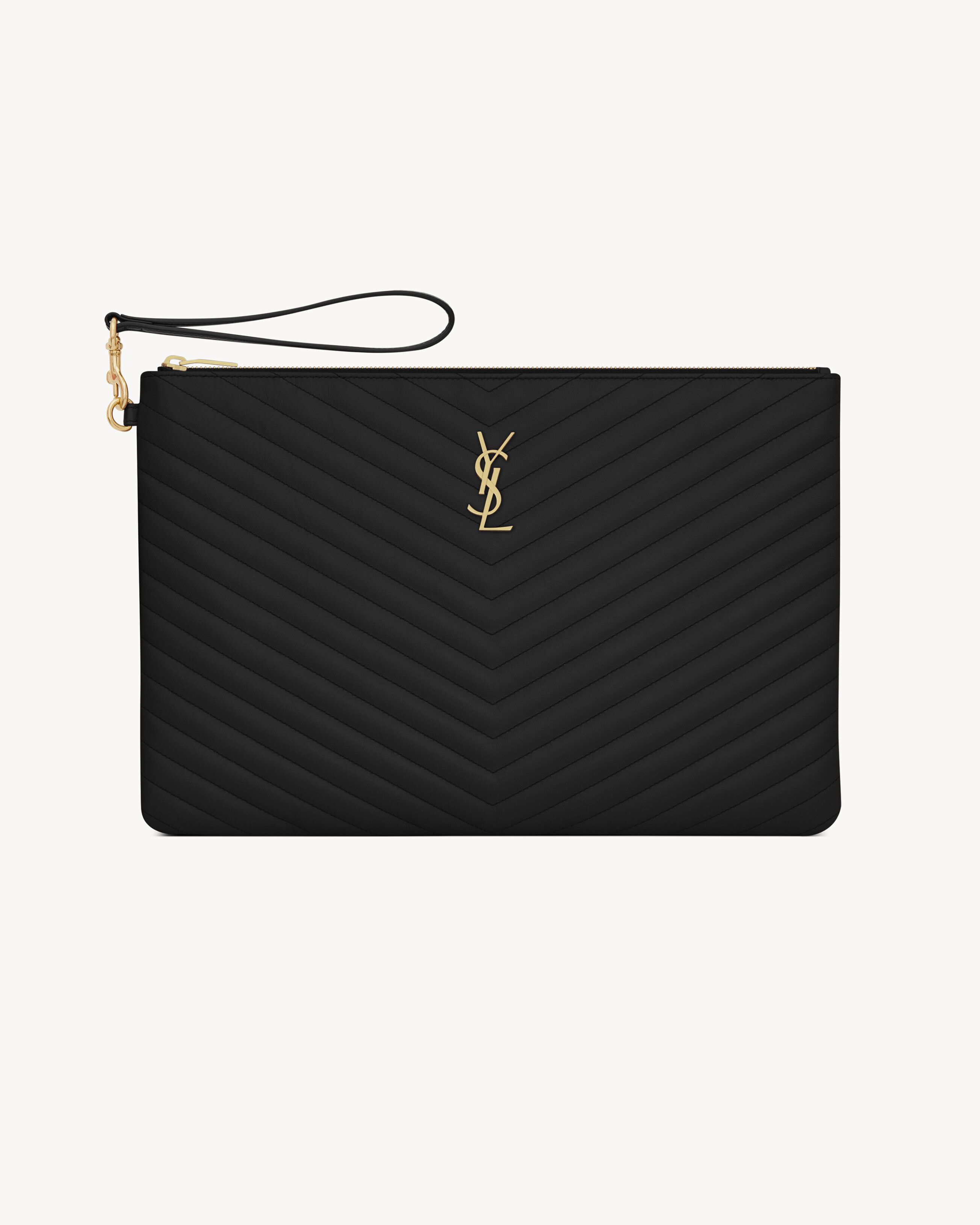 Saint Laurent Cassandre Matelassé Document Holder In Leather - Black - Women