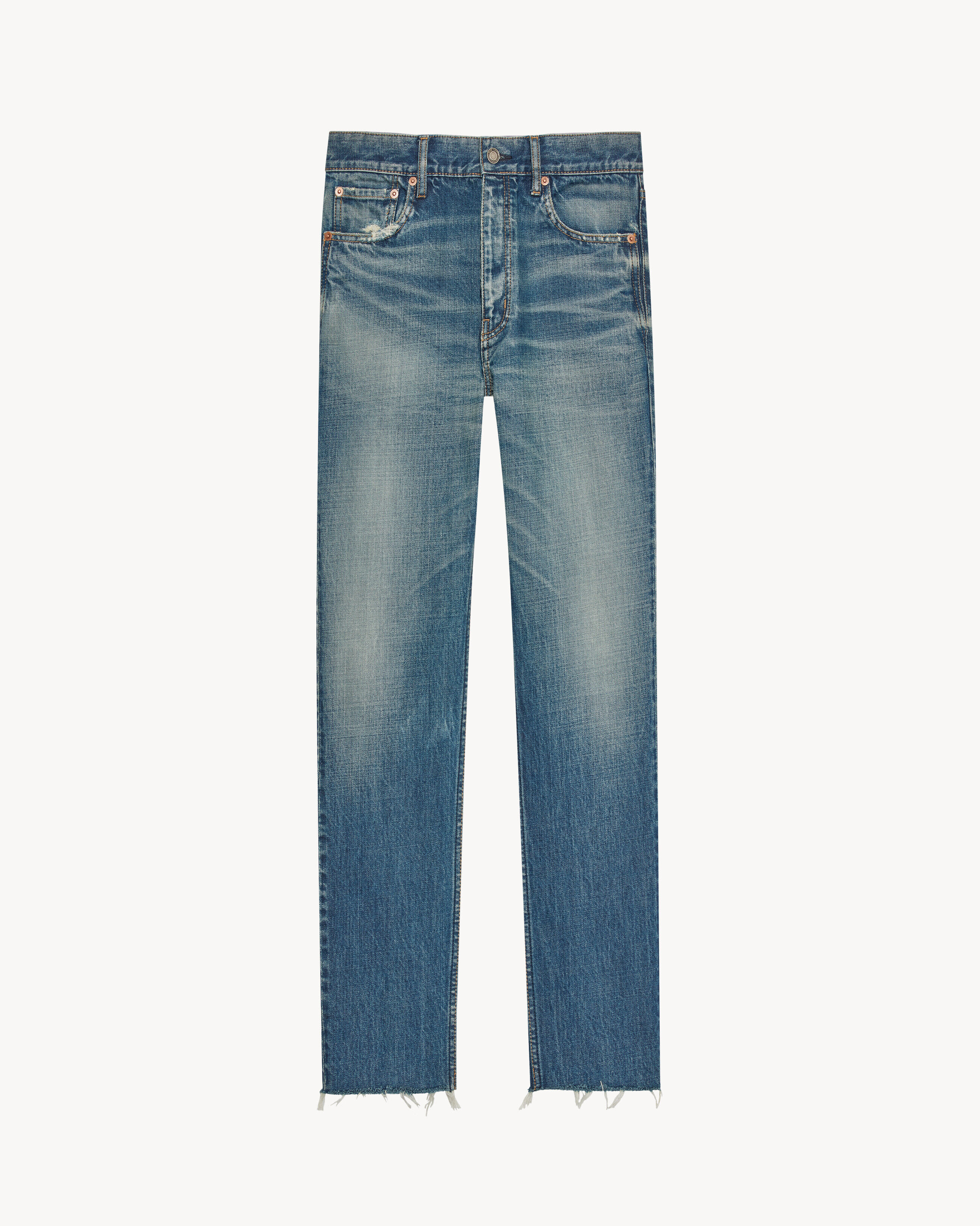 Saint Laurent Straight Jeans In Blue Denim - Blue - Women - 8