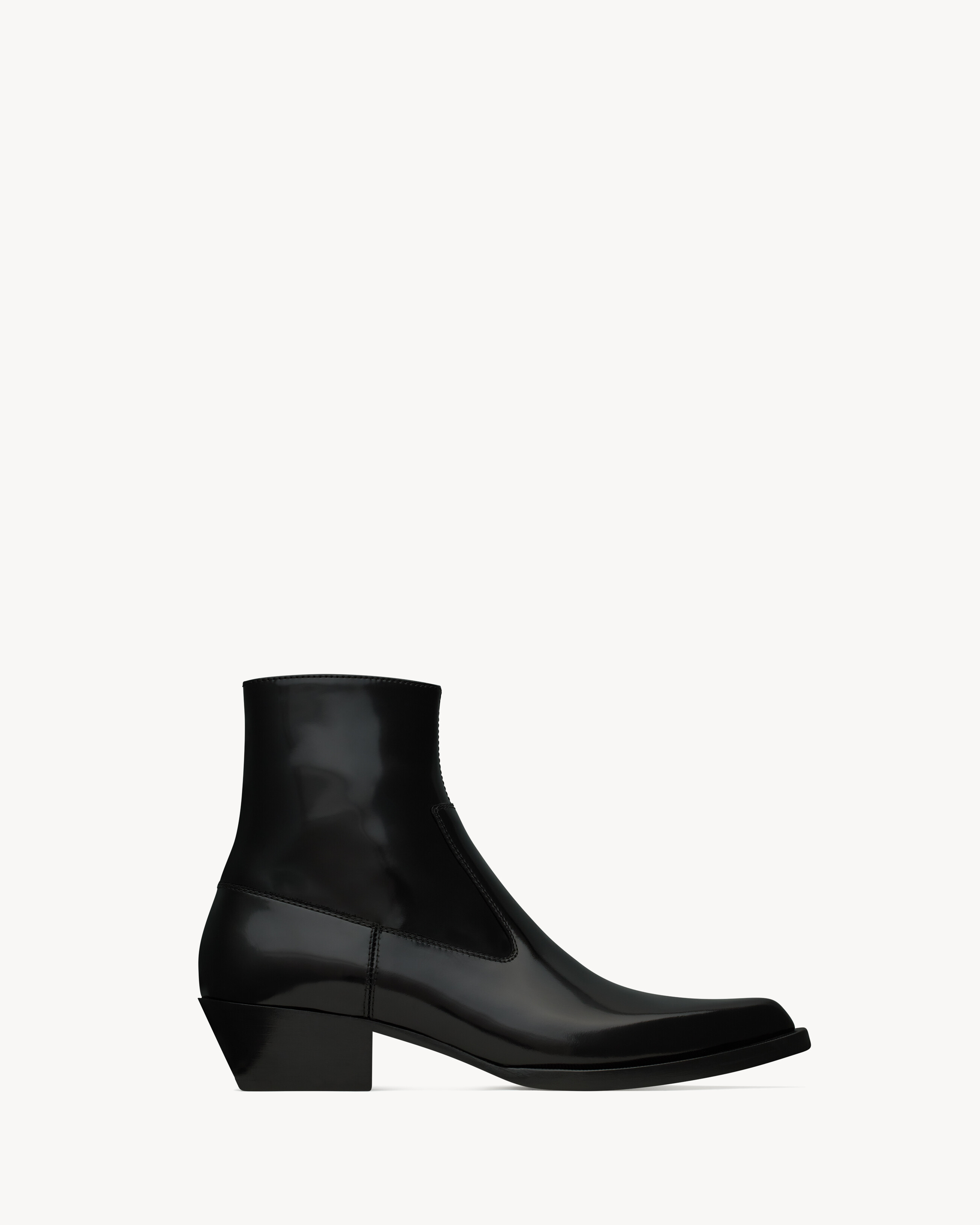 Saint Laurent Beat Booties In Glazed Leather - Black - Women - 5
