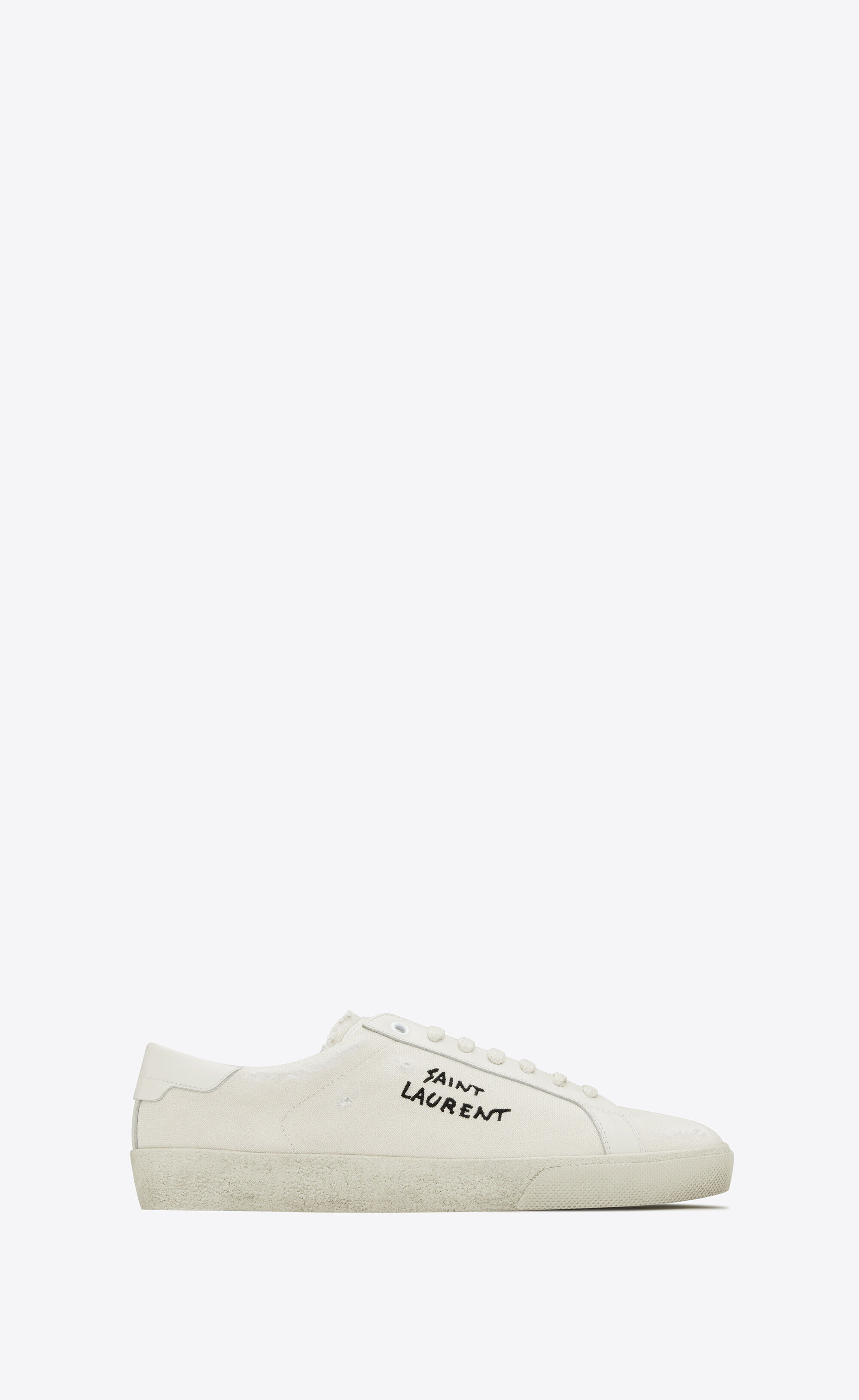 Saint Laurent Court Classic Sl/06 Embroidered Sneakers In Canvas And Leather - White - Men - 48