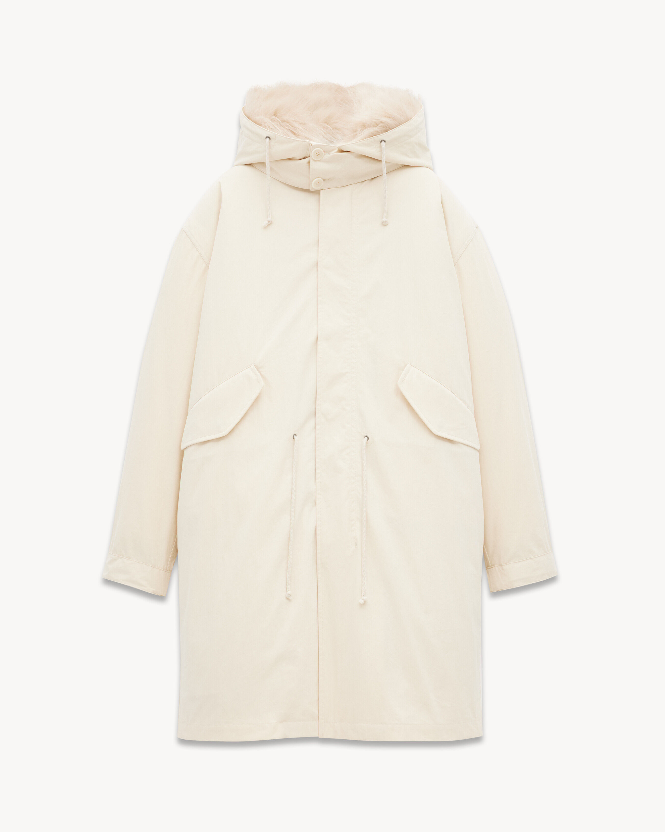 Saint Laurent Parka In Cotton And Animal-Free Fur - White - Men - 54