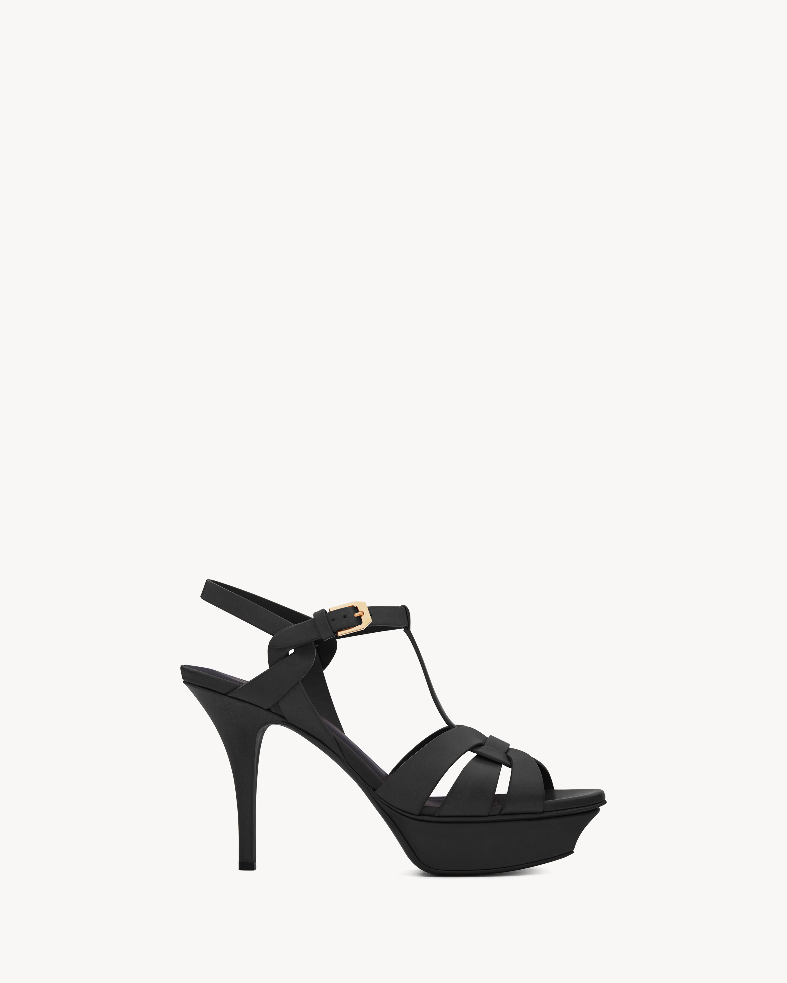 Saint Laurent Tribute Platform Sandals In Smooth Leather - Black - Women - 36.5