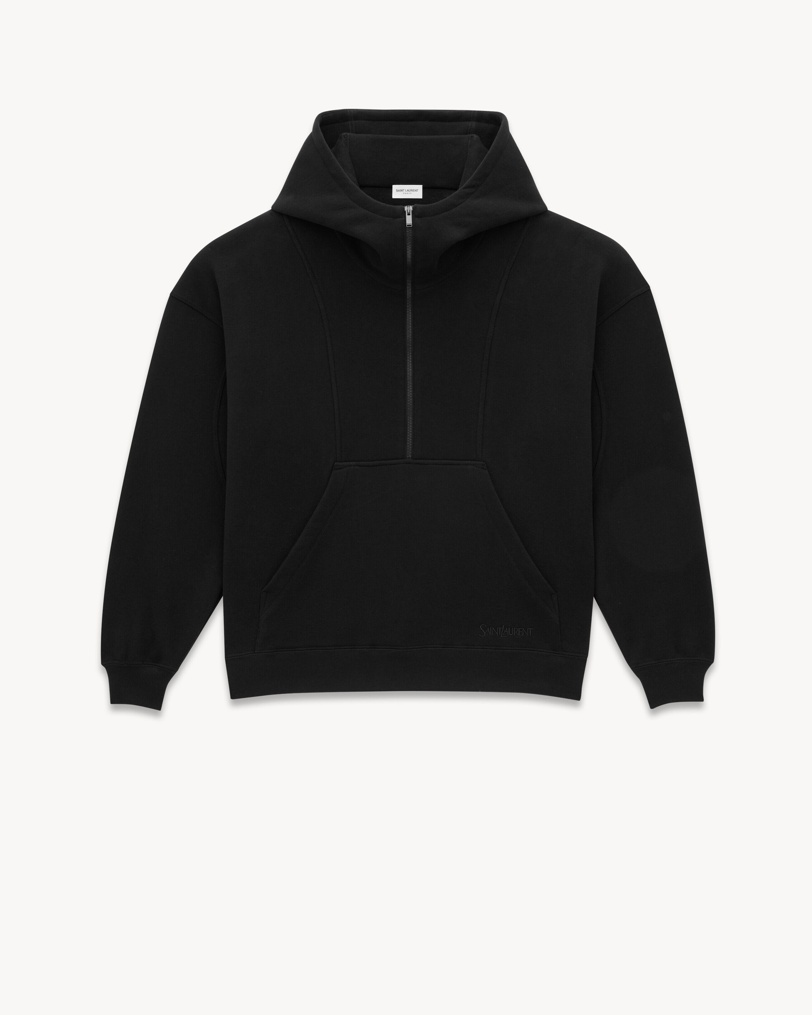 Saint Laurent Half-Zip Hoodie - Black - Men - M