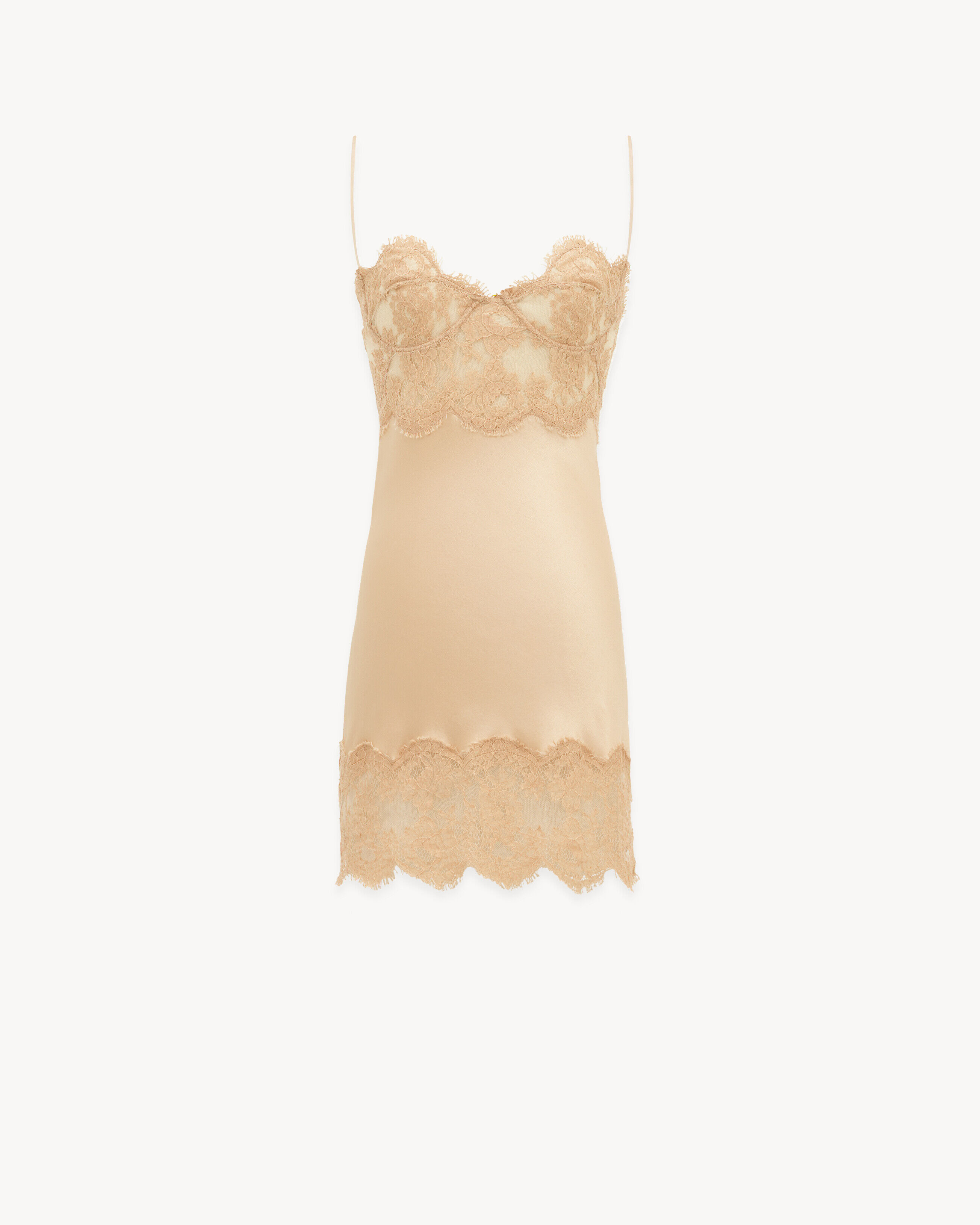 Saint Laurent Robe Nuisette En Satin De Soie - Beige - Femme - 44