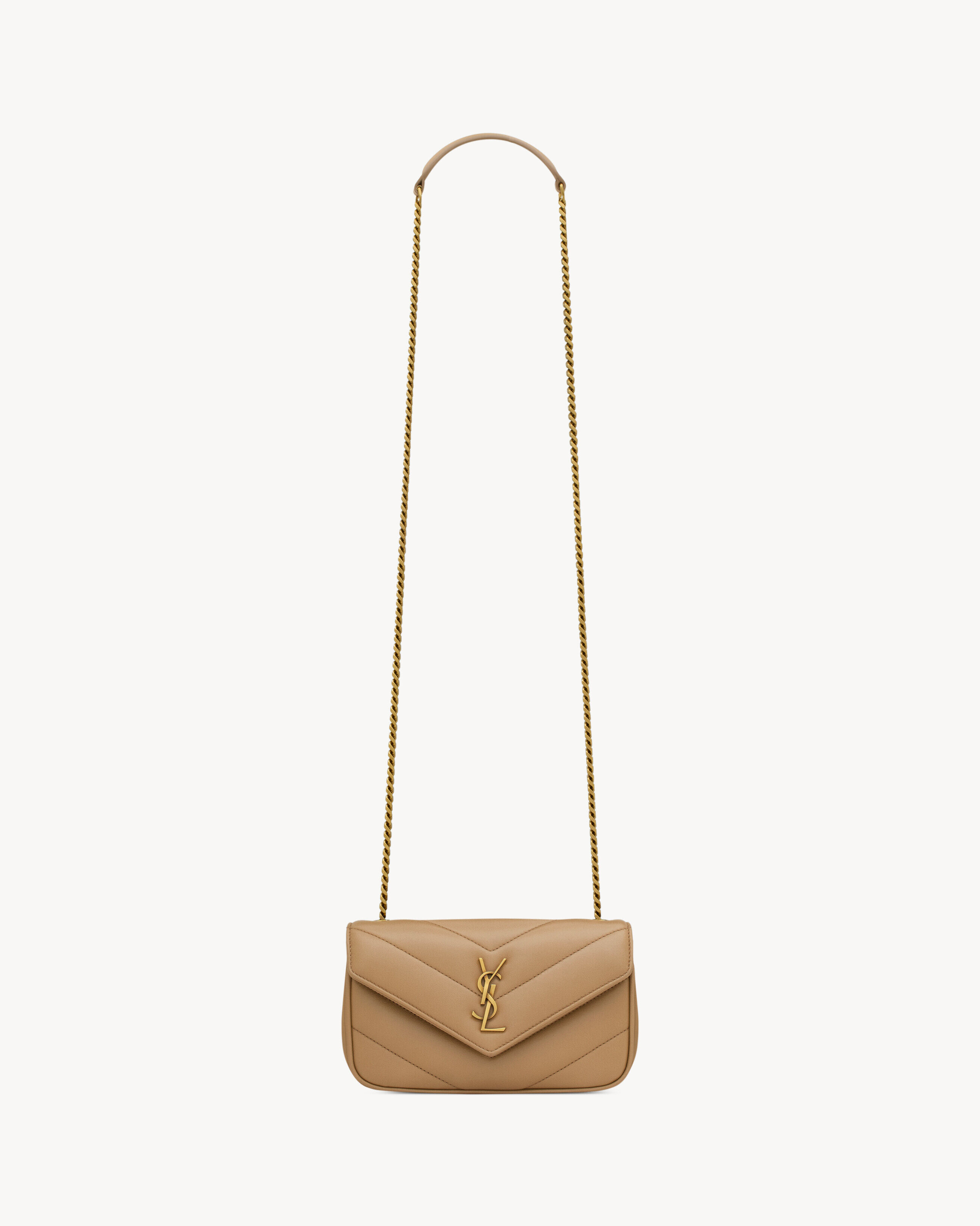 Saint Laurent Loulou Mini In Lambskin - Beige - Women