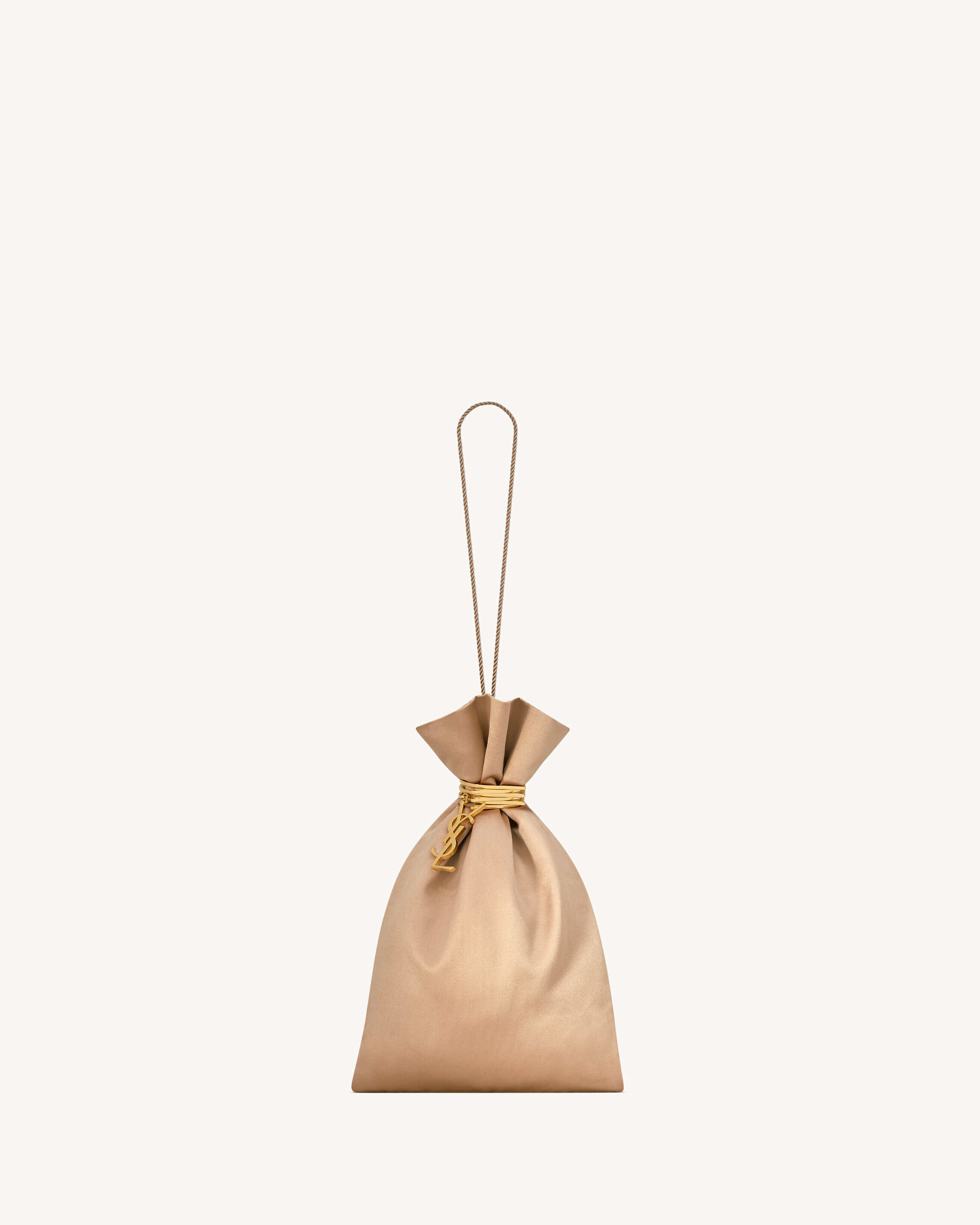 Saint Laurent Evening Pouch In Satin - Beige - Women