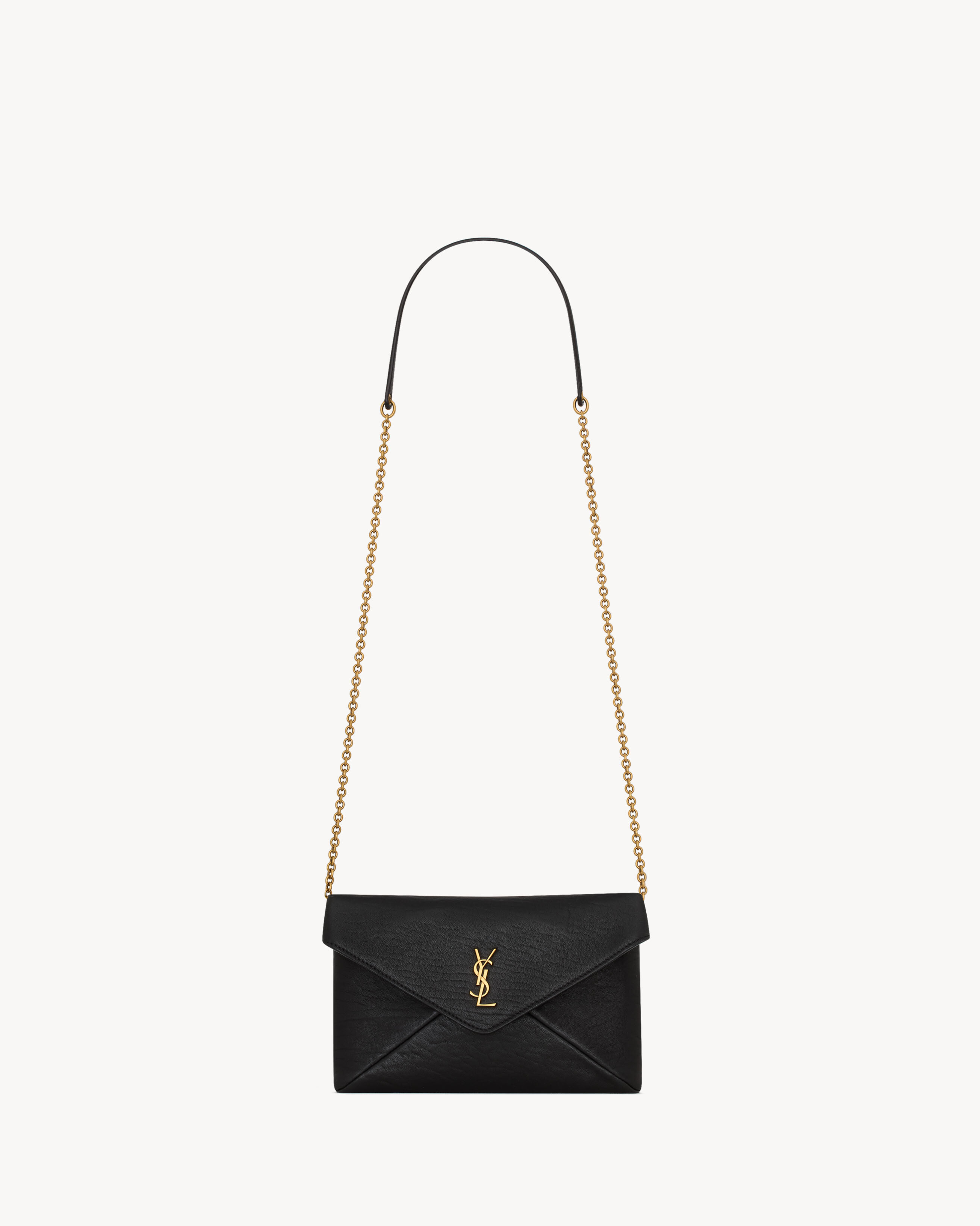 Saint Laurent Cassandre Chain Pouch In Lambskin - Black - Women