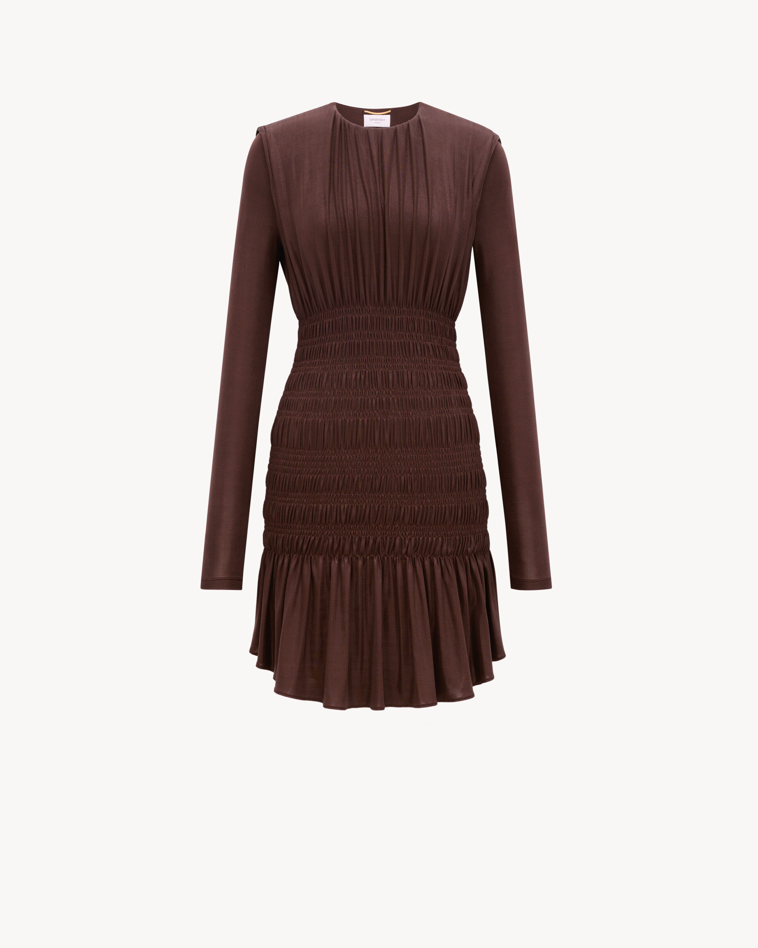 Saint Laurent Smocked Dress In Lamé Jersey - Red - Women - L