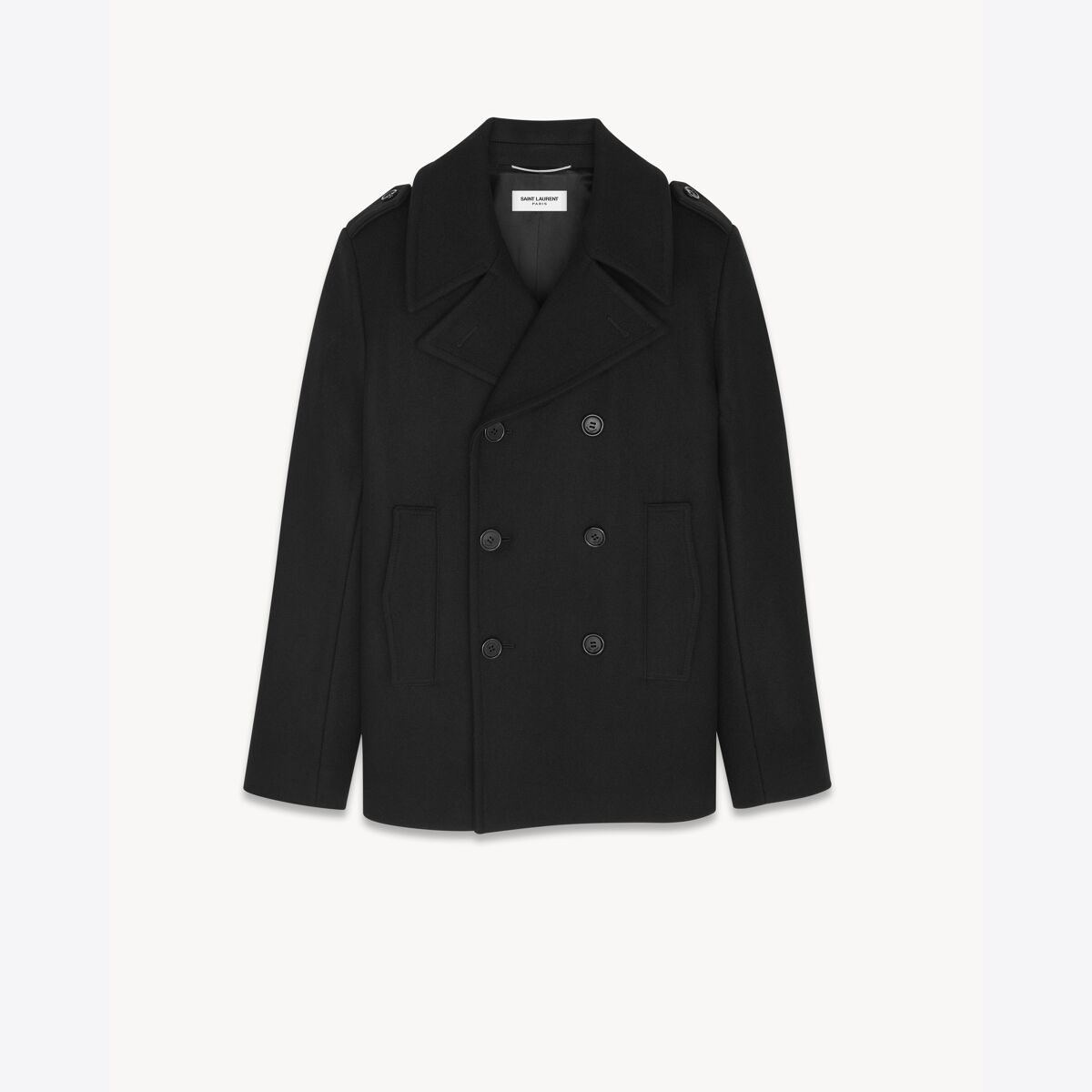 Saint Laurent Double-Breasted Peacoat In Wool - Black - Men - 40
