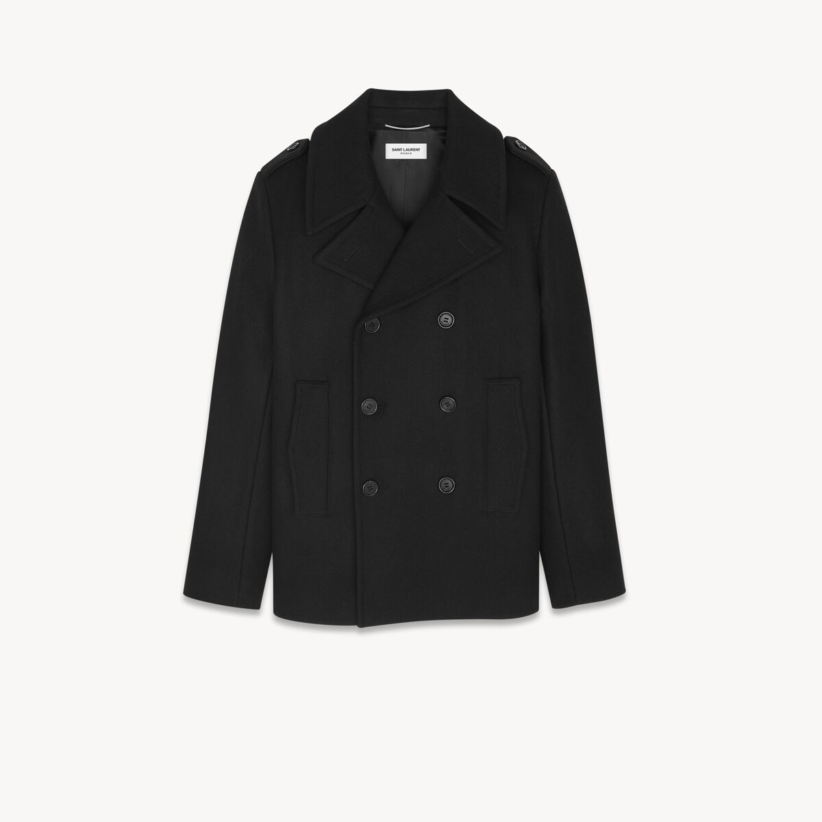 Saint Laurent Double-Breasted Peacoat In Wool - Black - Men - 46