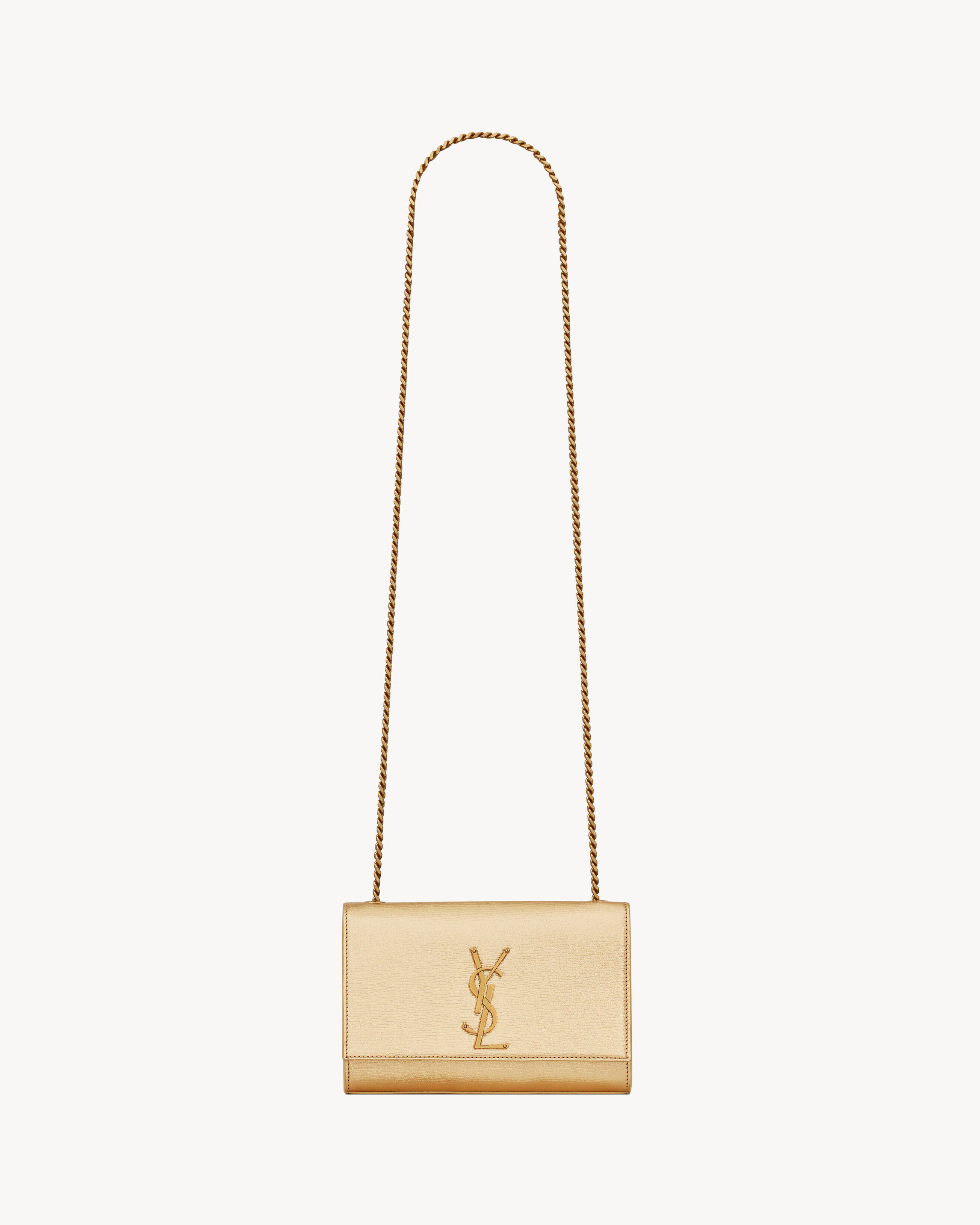 Saint Laurent Kate Small In Metallic Leather - Yellow/gold - Women