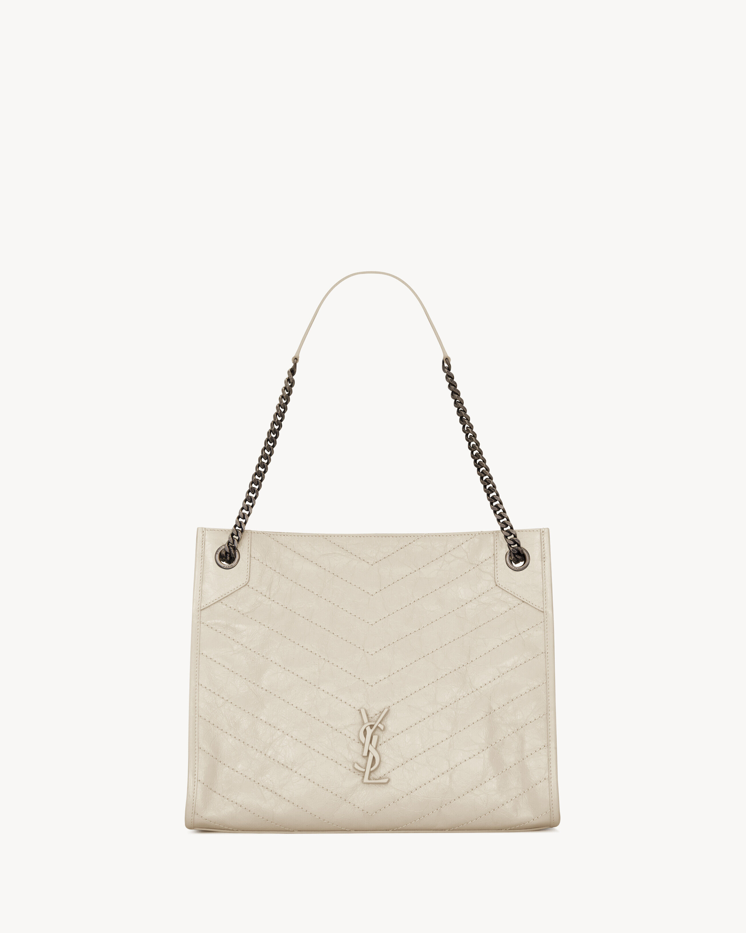 Saint Laurent Bolso Shopper Niki De Piel Vintage - Blanco - Mujer