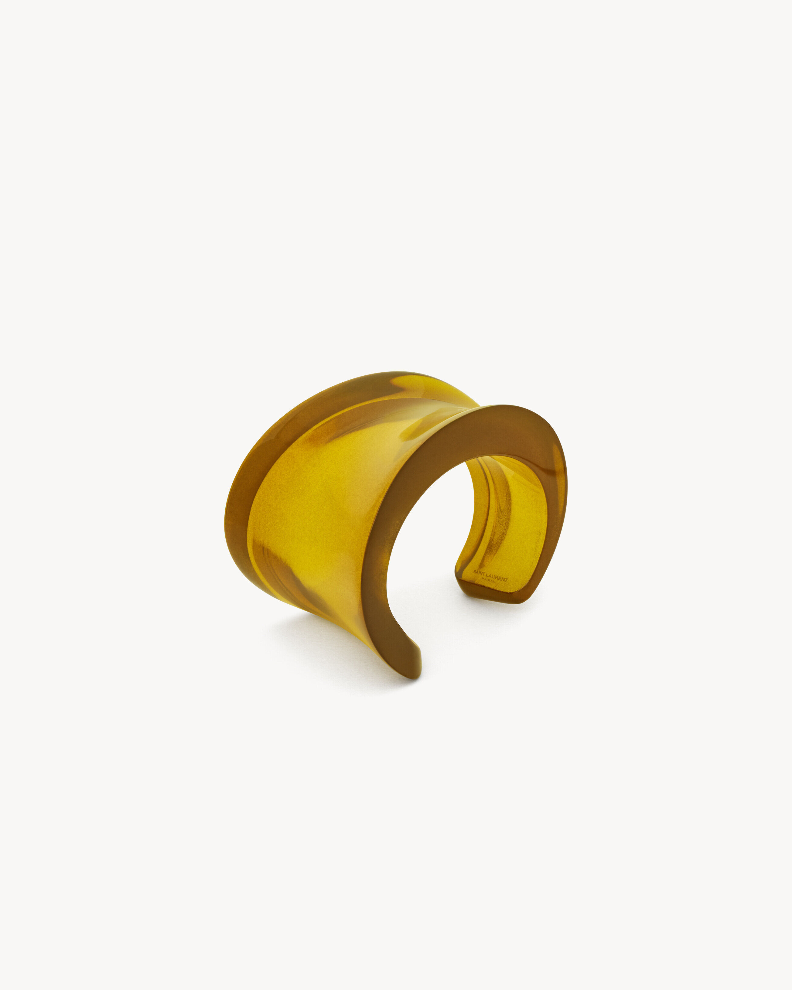 Saint Laurent Asymmetrical Cuff In Resin - Amber - Women - S